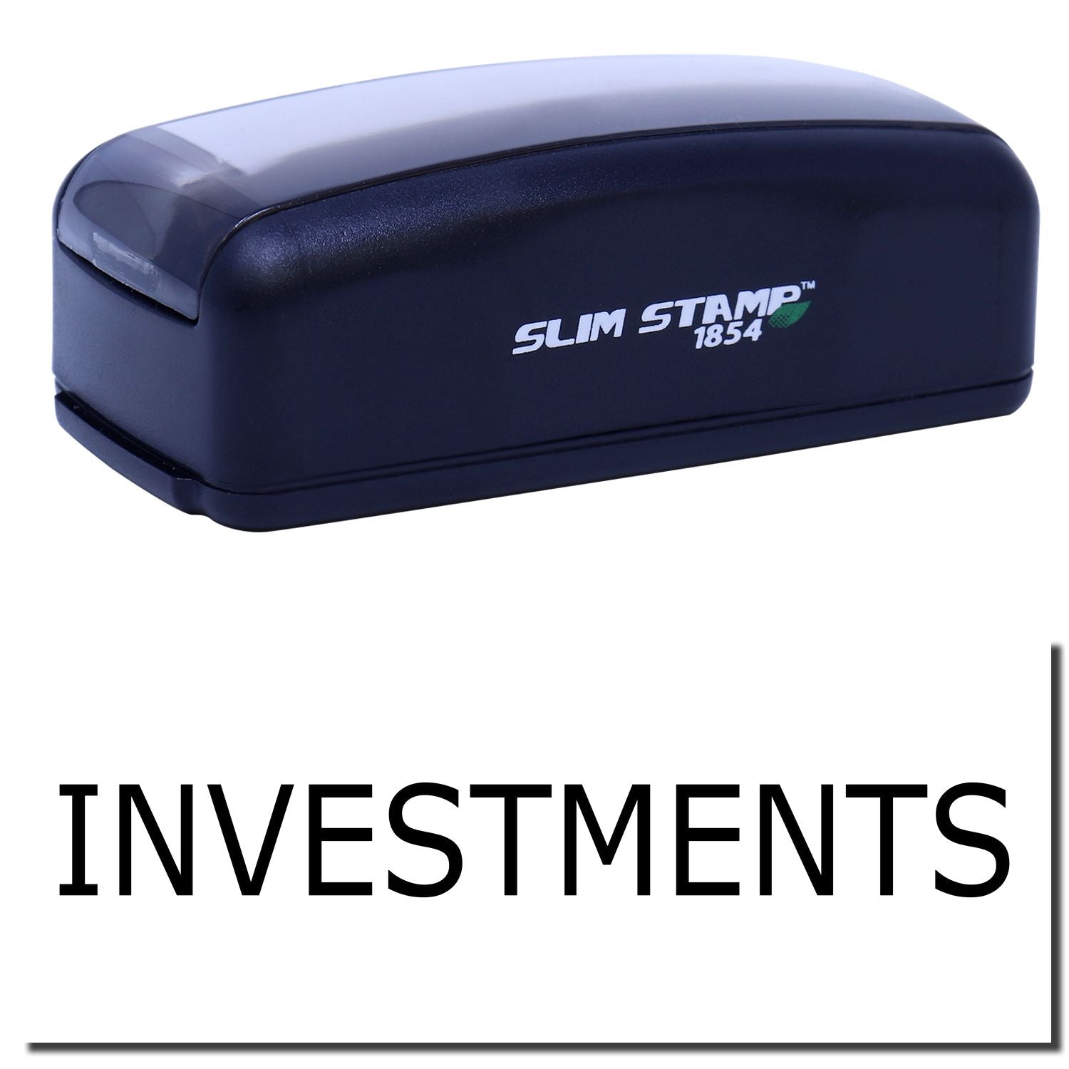 Slim Stamp 1854 self-inking stamp for business paperwork, marking invoices and mail with clear, consistent professional impressions for daily office use.