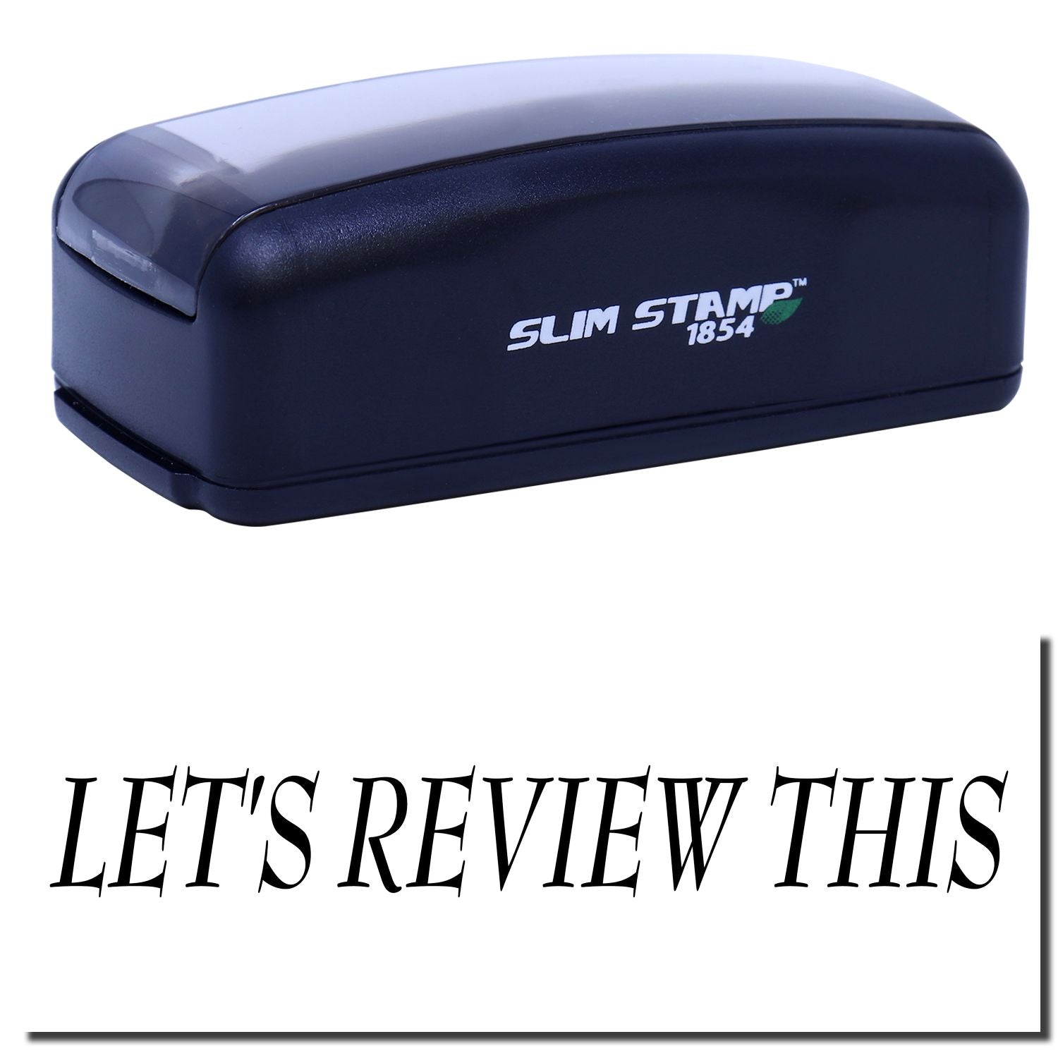Slim Stamp 1854 ink stamp product review image with Lets Review This text overlay for SEO.