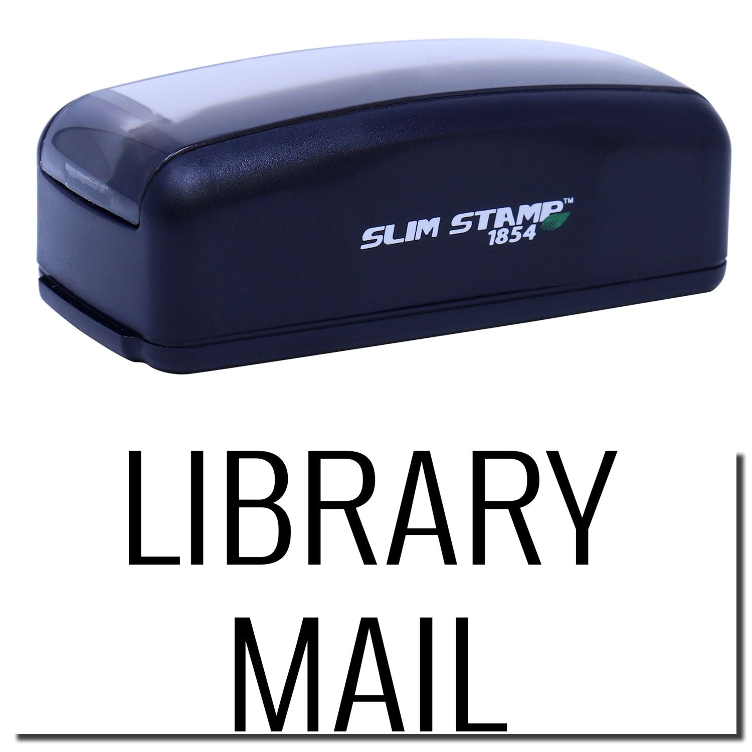 Slim Stamp 1854 blue date stamp for library mail labeling, branded LIBRARY MAIL product image