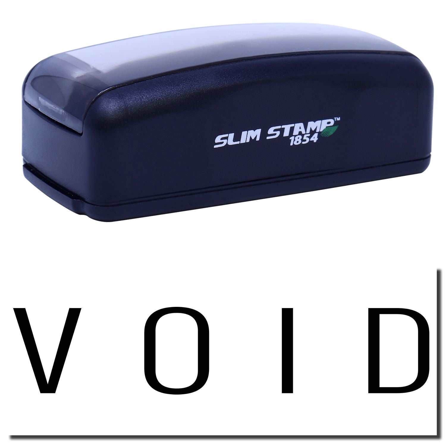 Slim STAMP 1854 self-inking stamp labeler for quick professional document marking and shipping, shown on white background tool.