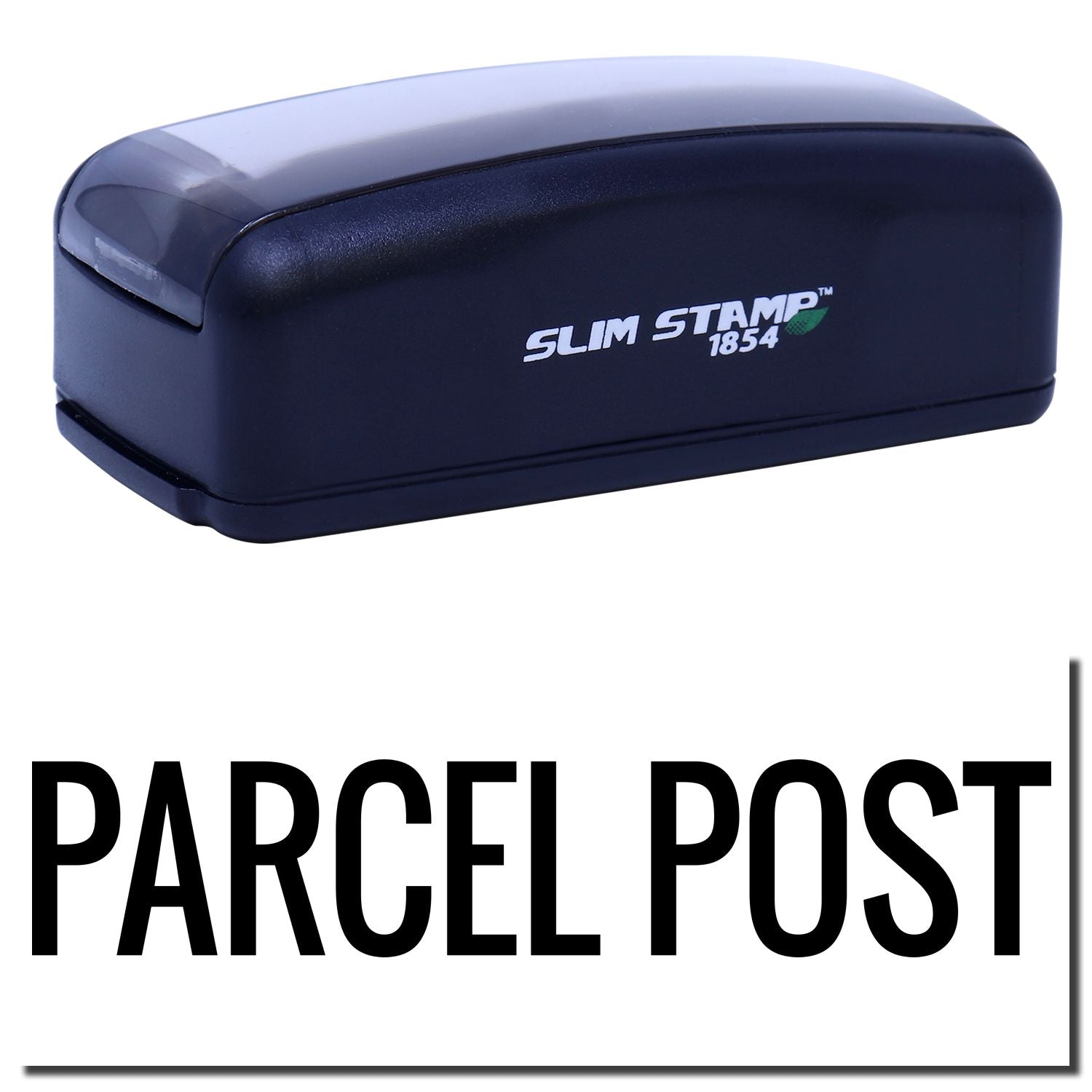 Compact Slim Stamp 1854 Parcel Post marking stamp used to apply Parcel Post shipping labels on mail and packages for shipping departments.
