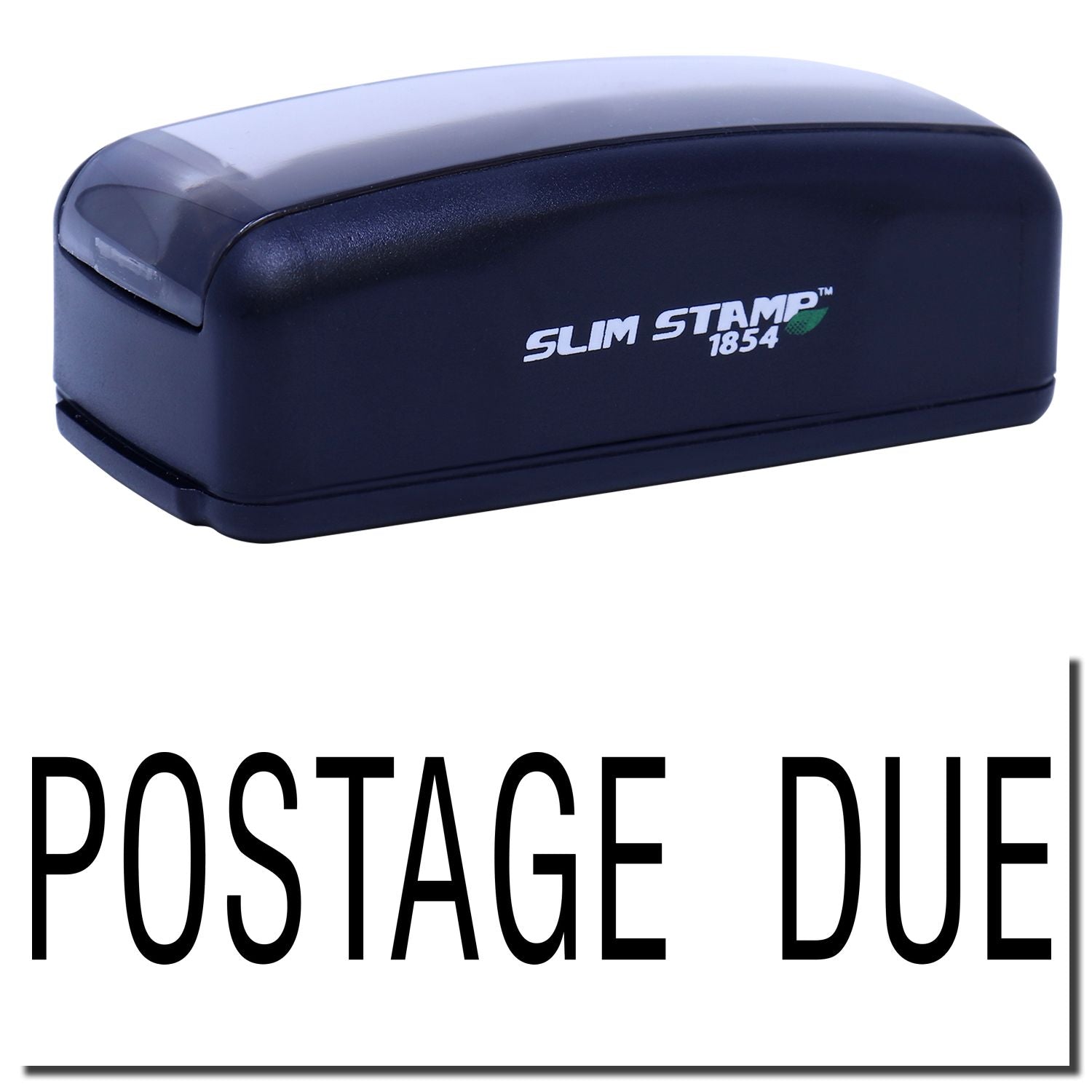 Slim Stamp 1854 self-inking stamp showing POSTAGE DUE imprint for labeling mail and documents.