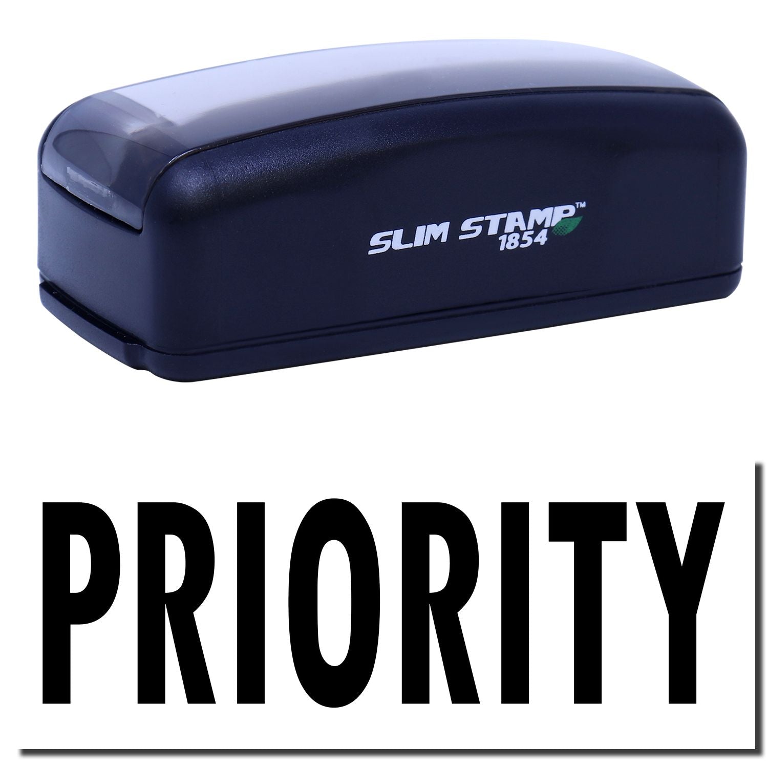 Slim Stamp 1854 self-inking stamp for Priority mail labeling, ideal for shipping packages and office document marking quickly.