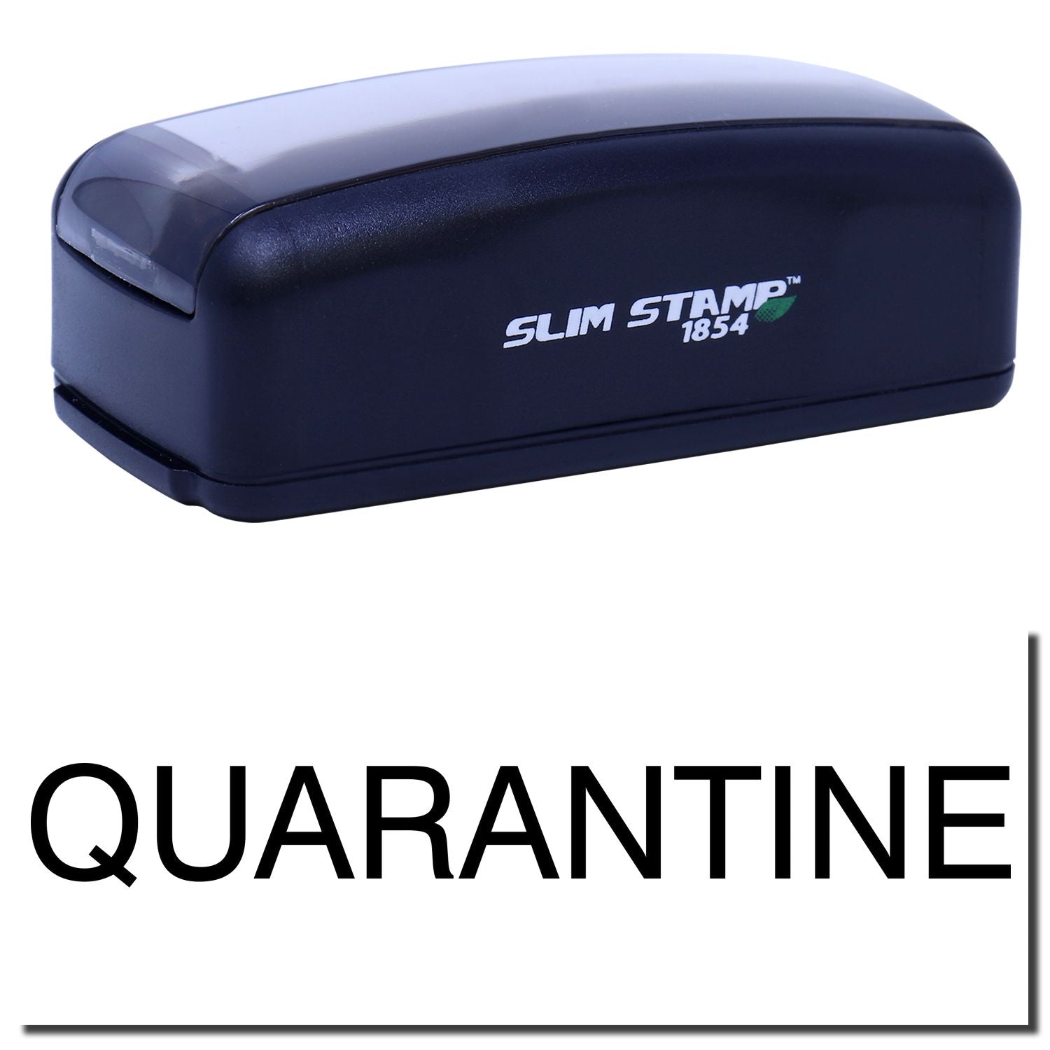 Slim Stamp 1854 self-inking stamp, showing the brand mark and office labeling tool for quick, clean impressions.