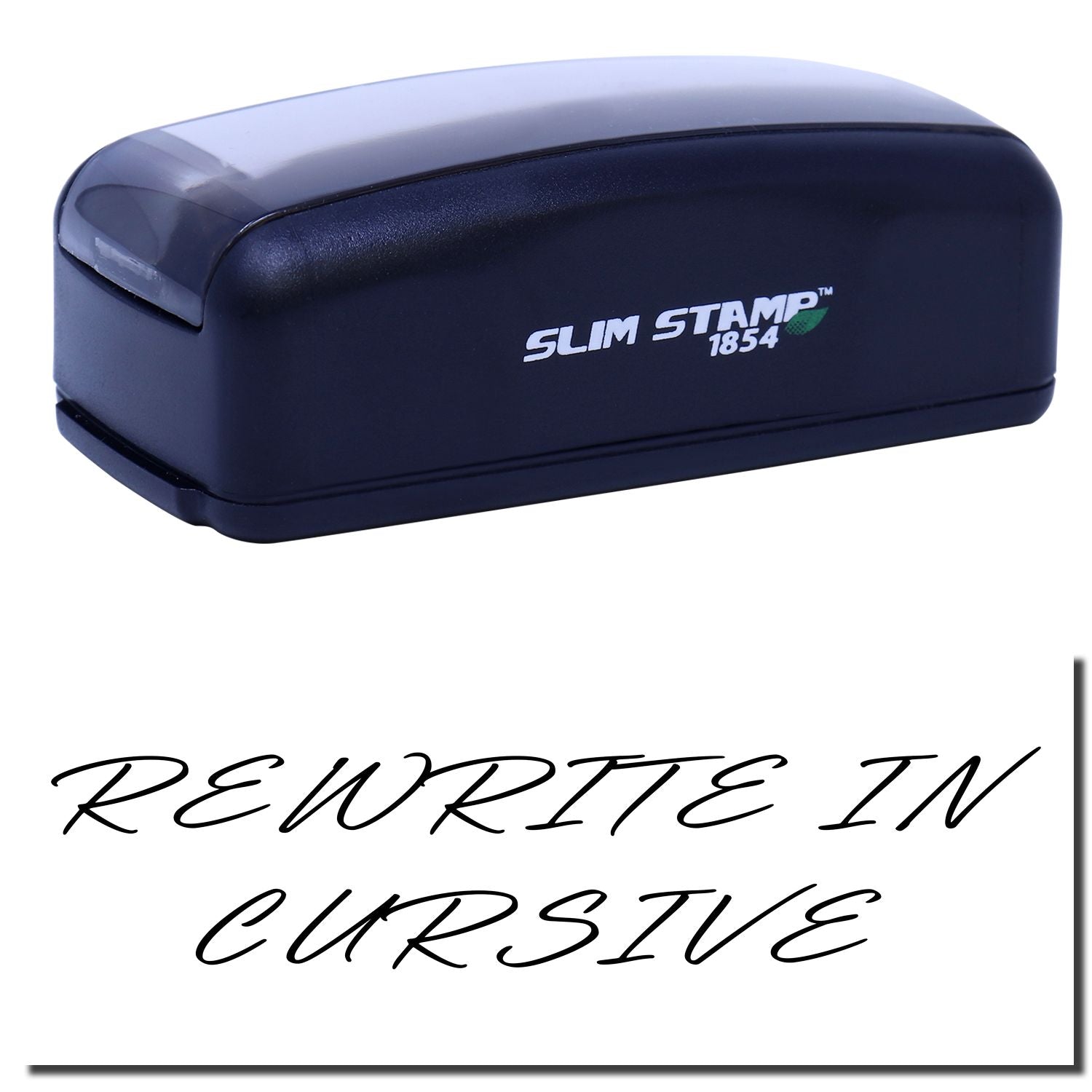 Slim Stamp 1854 rewrite ink stamp, showing the product brand and model number on an isolated item photo.
