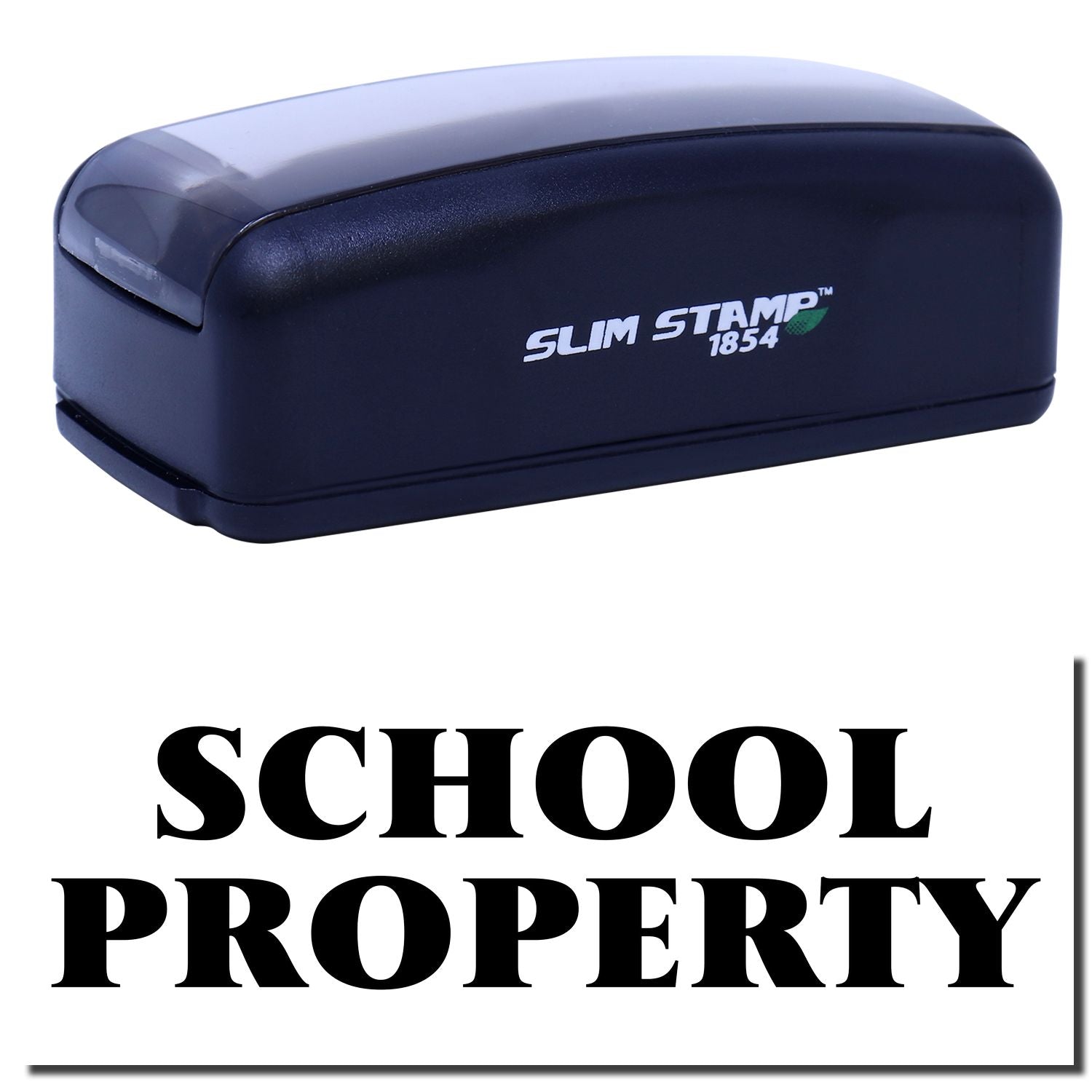 Slim Stamp 1854 self-inking School Property stamp for labeling classrooms, books, and suppliesdurable teacher property mark.