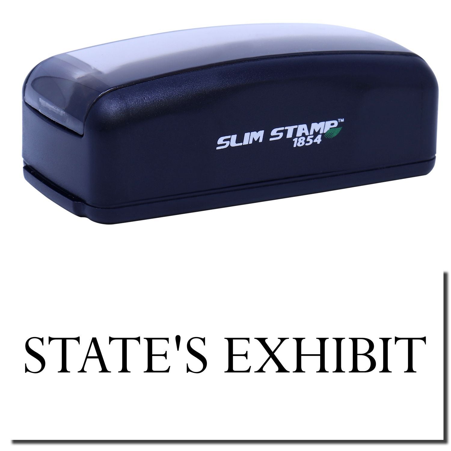 Slim Stamp 1854 States Exhibit product image showing navy stamp case and branding for collectible stamps.