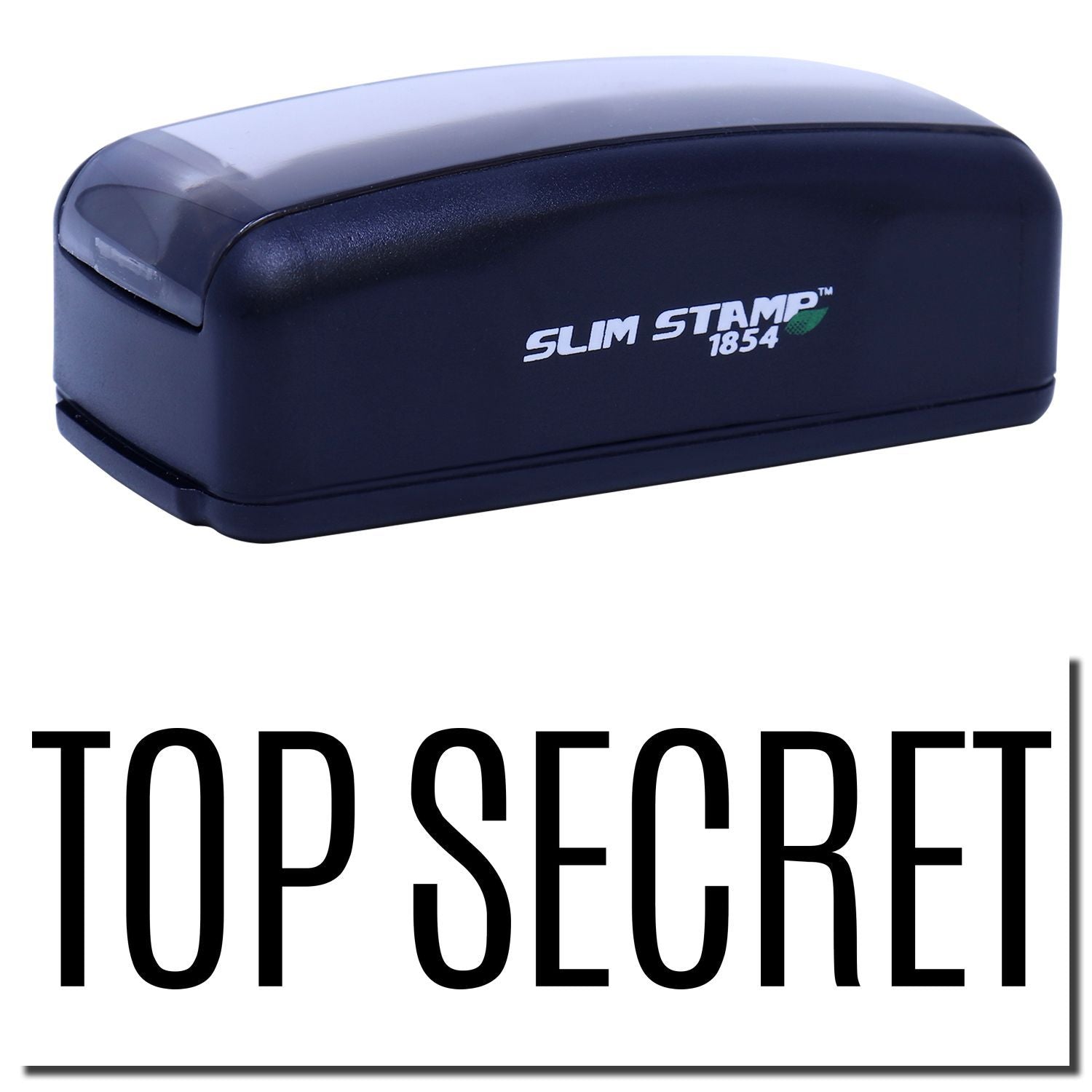 Slim Stamp 1854 self-inking desktop stamp that applies the TOP SECRET security mark to office documents quickly for confidentiality labeling.