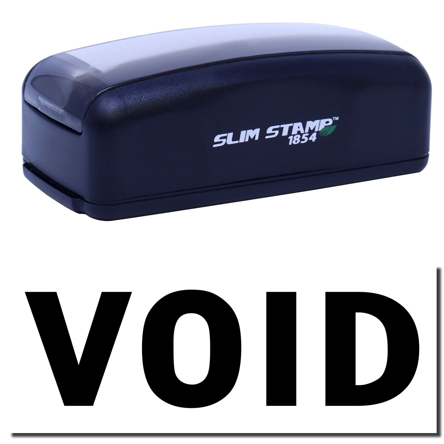 Slim Stamp 1854 self-inking stamp device shown on white background, ideal for quick VOID document marking.