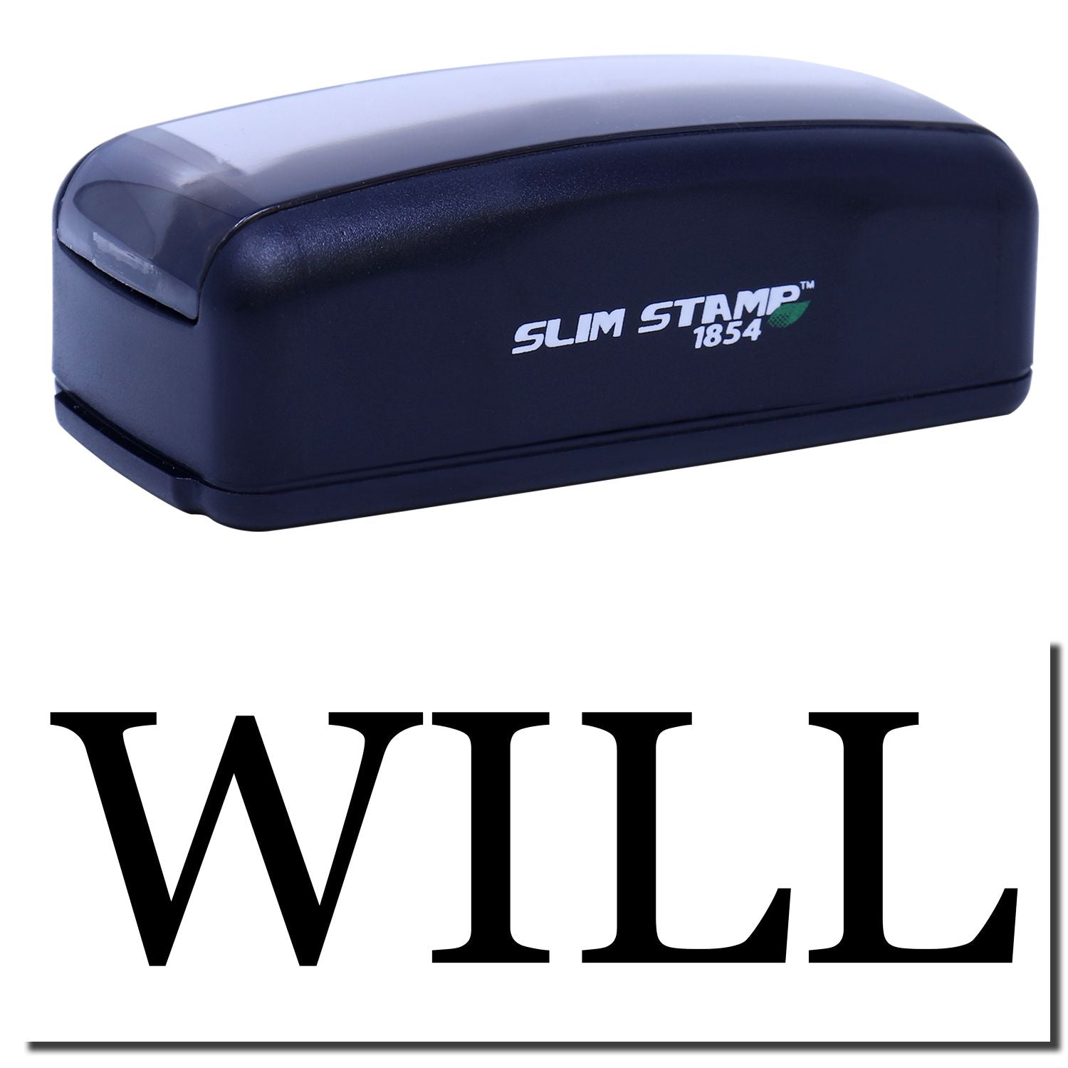 Blue Slim Stamp 1854 self-inking date/address stamp for offices, labeling and document marking with durable imprint accuracy.
