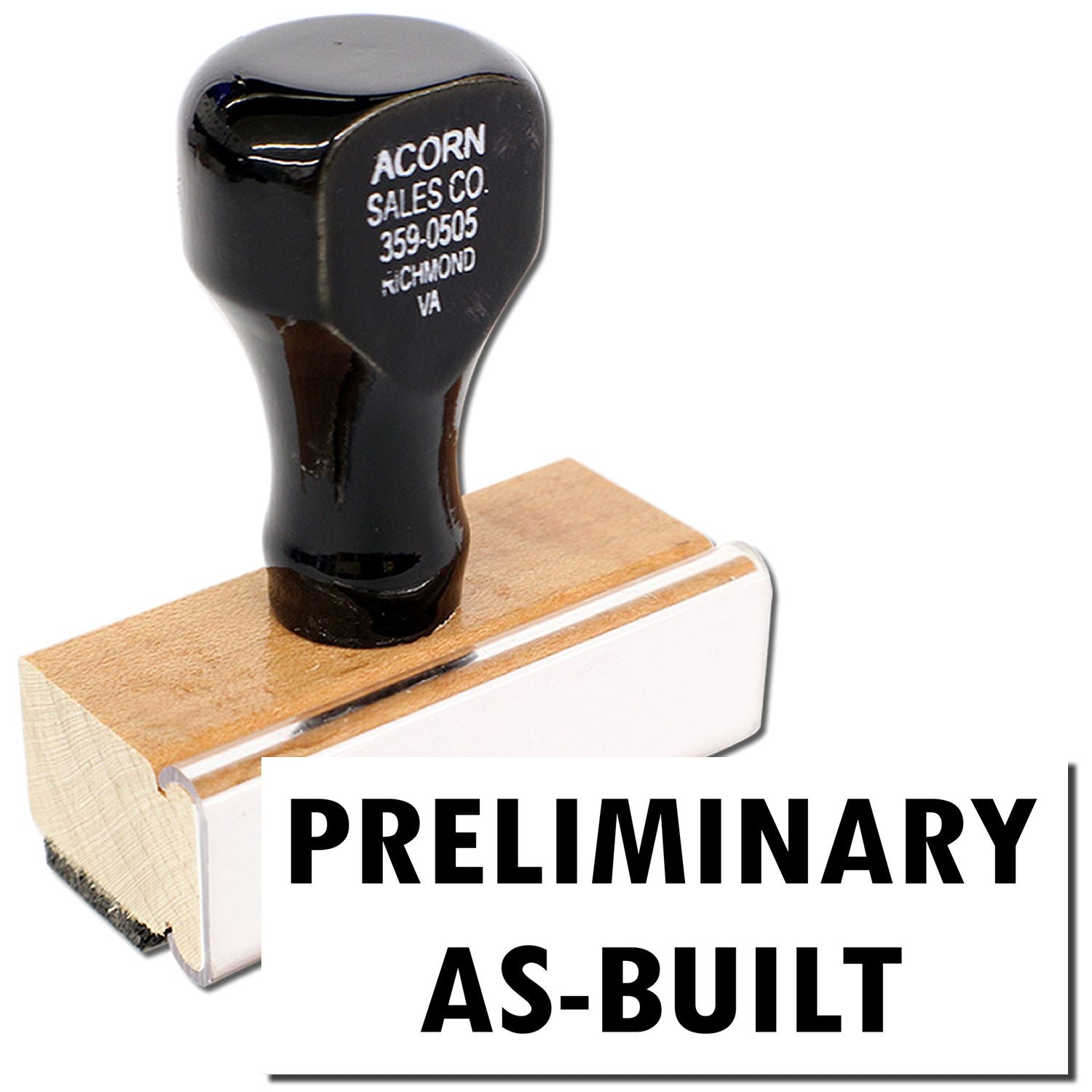 Acorn Sales Co. Primary As-Built rubber stamp with black ink imprint for construction documentation, Richmond VA 359-0505.