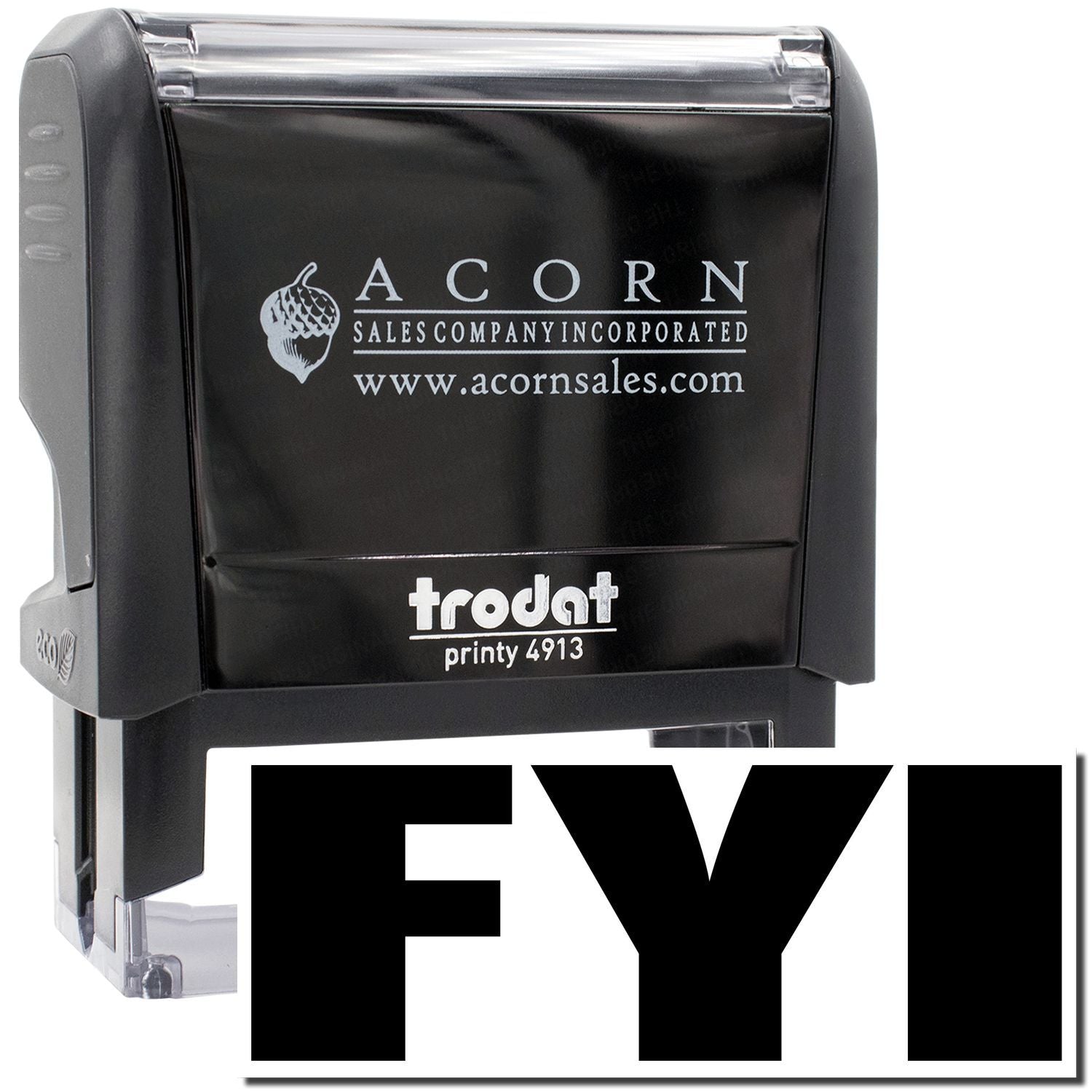 Acorn Sales Incorporated Printy 4913 self-inking stamp for business document marking, featuring Acorn Sales branding and website