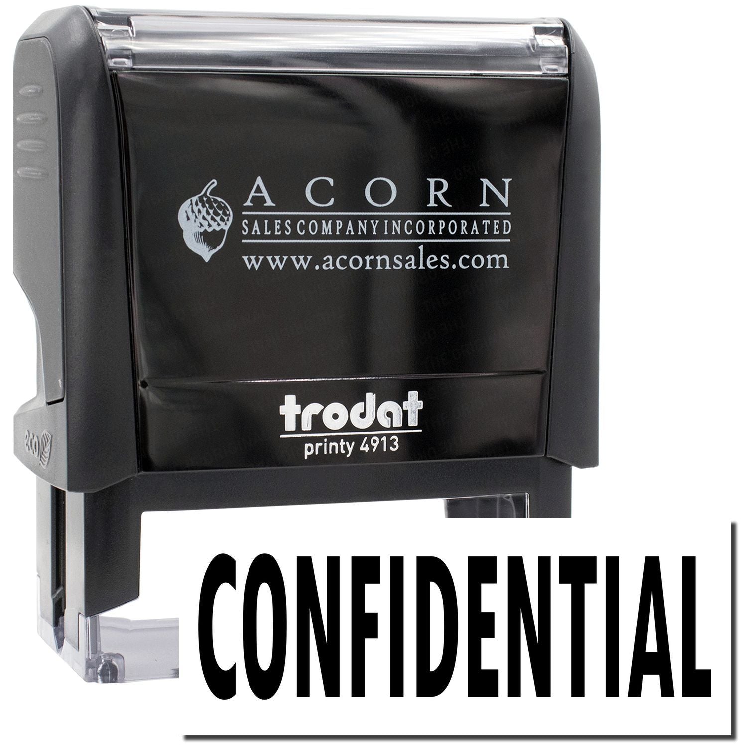 Acorn Sales Company Inc. Printy 4913 self-inking stamp reading CONFIDENTIAL for secure document marking.