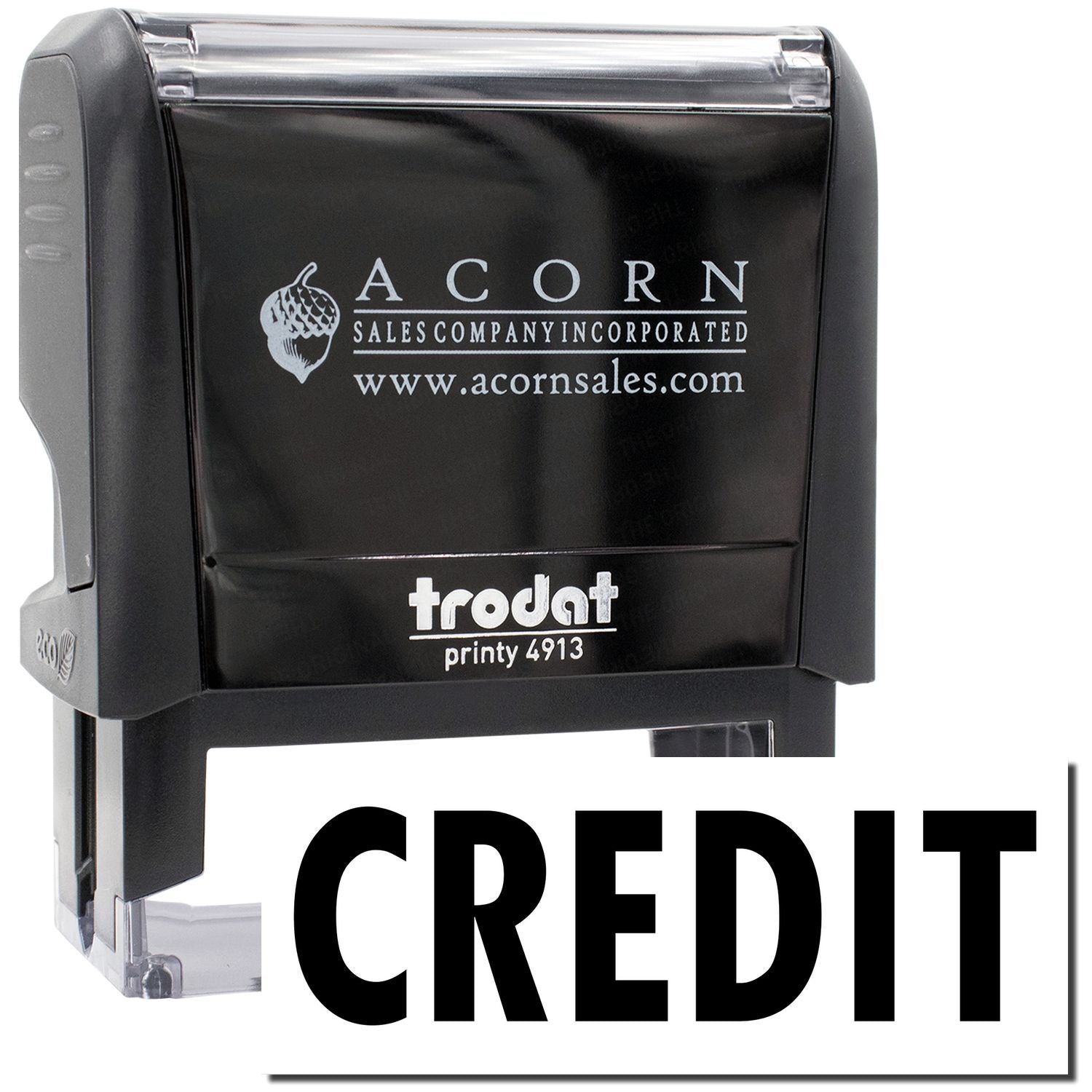 Trident Printy 4913 Acorn Sales Company Incorporated credit stamp showing AcornSales.com website for payment verification and customer billing.