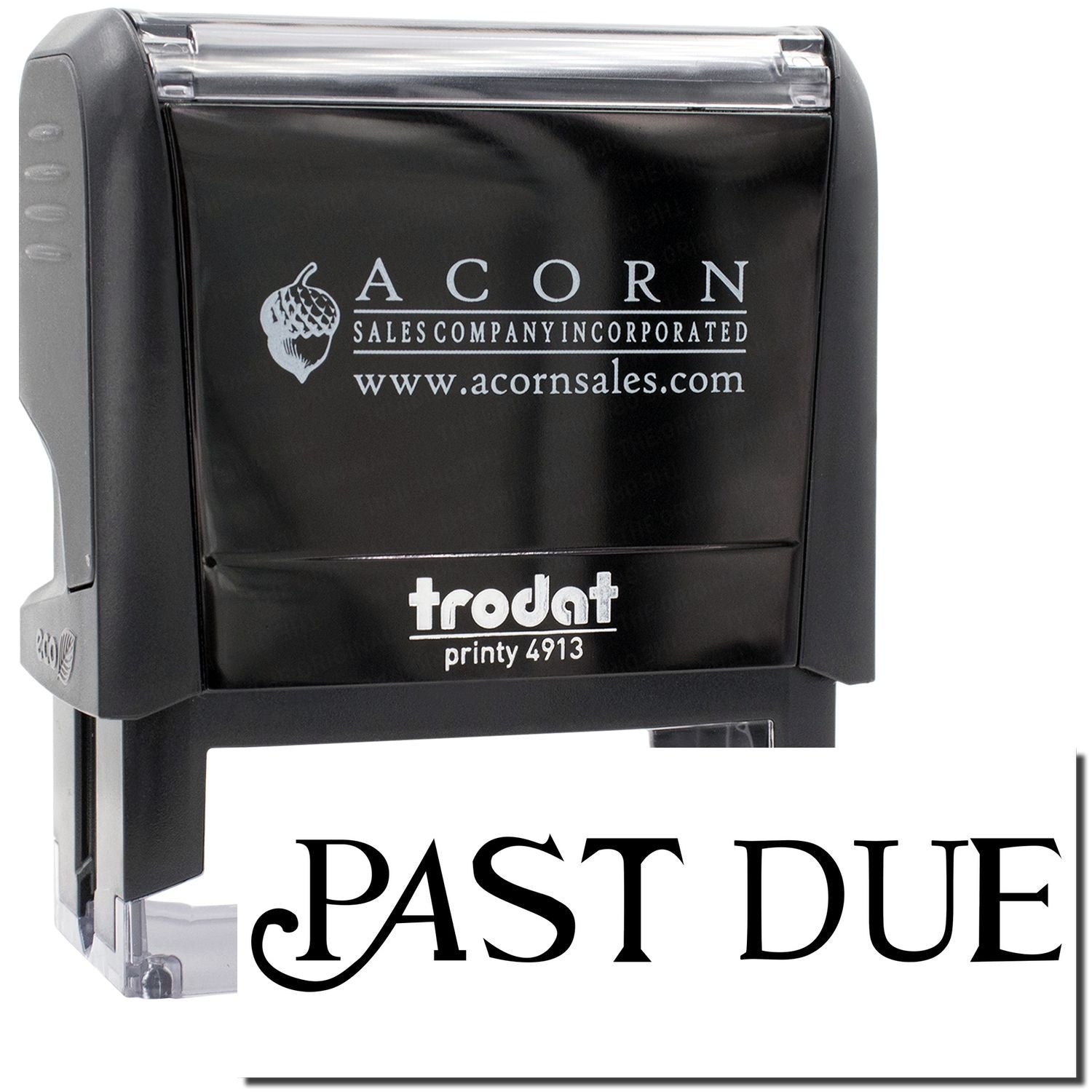 Trodat Printy 4913 Past Due stamp for Acorn Sales Company Incorporated, showing logo and overdue notice text.