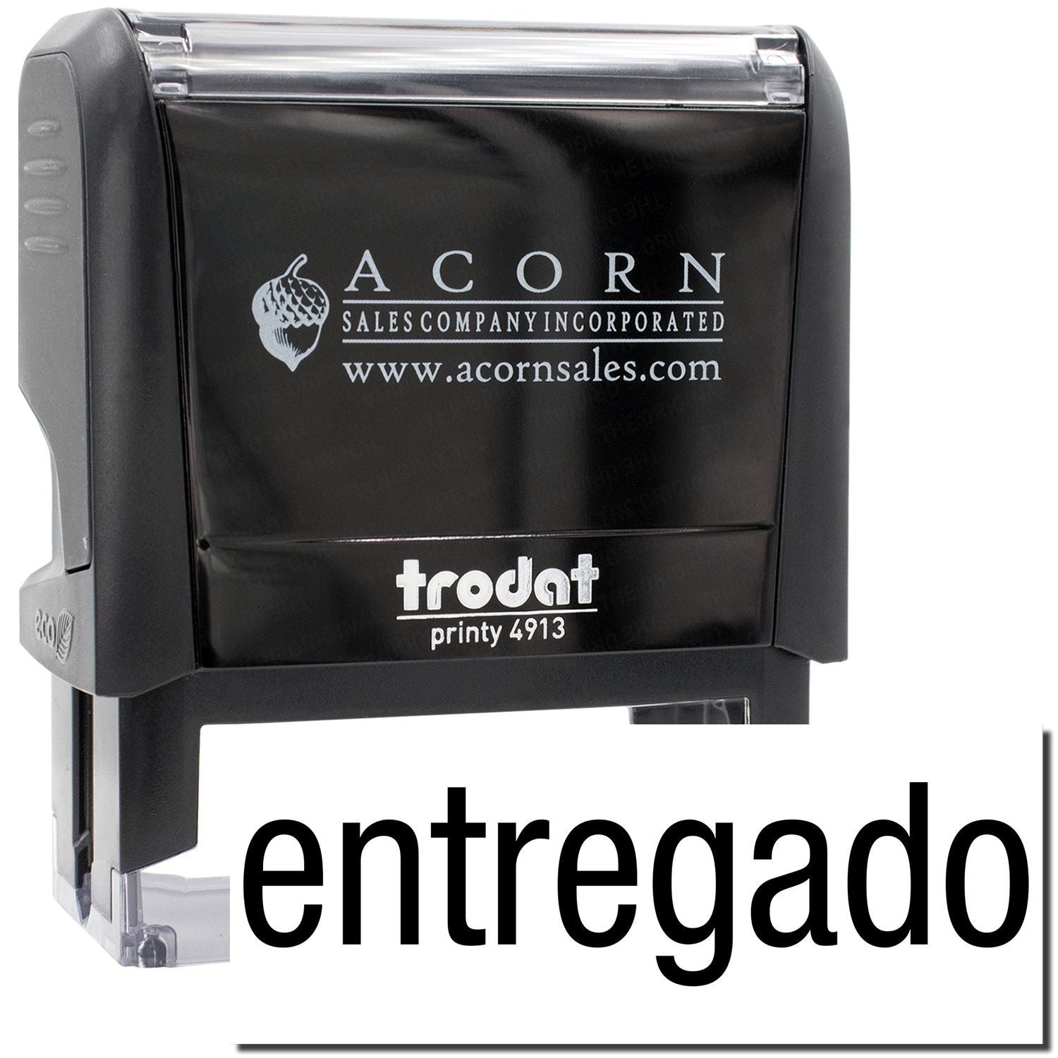 Acorn Sales Trodat Printy 4913 self-inking stamp showing acornsales.com for office branding and product marking