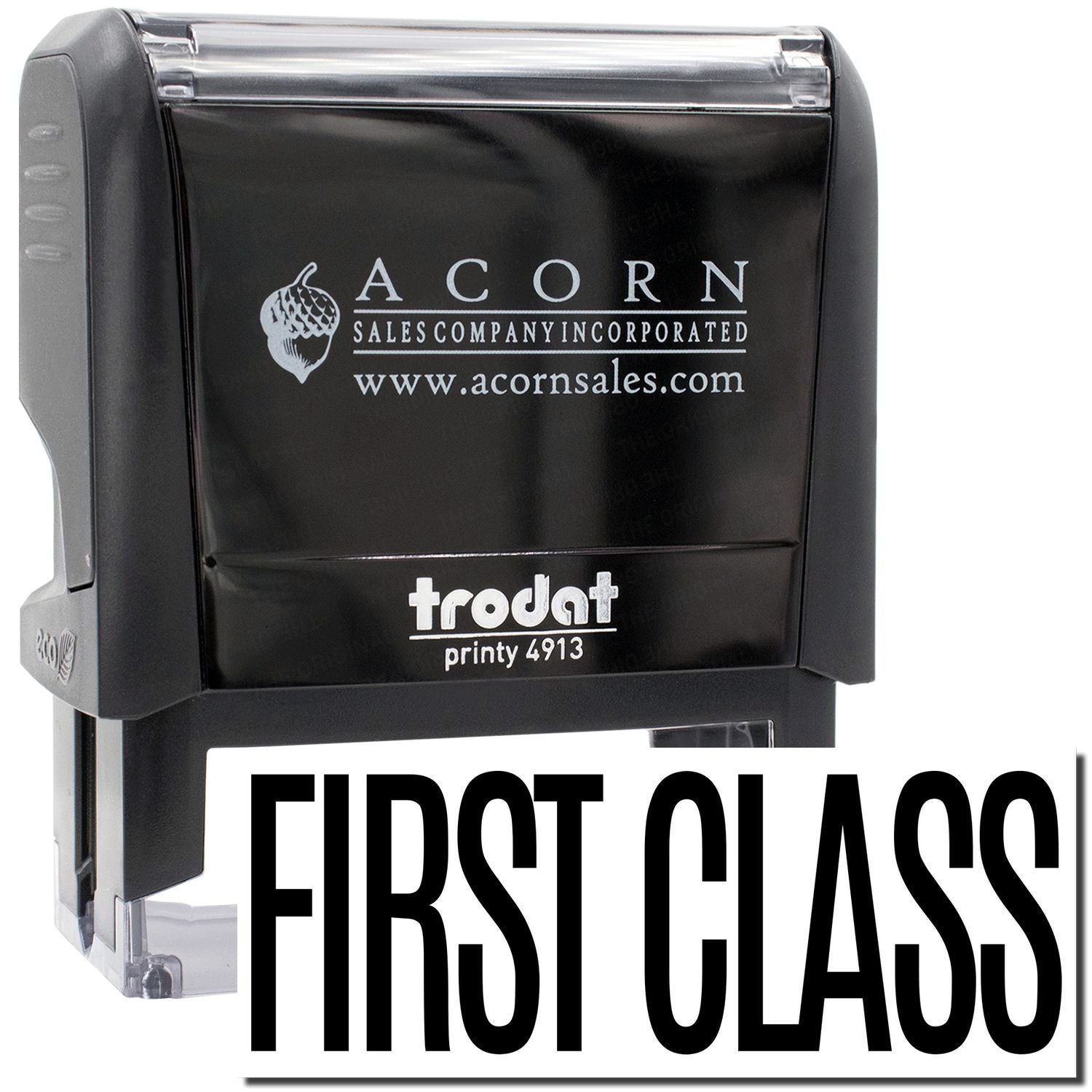Acorn Sales Incorporated FRODOT Printy 4913 First Class shipping stamp, showing FIRST CLASS imprint on label.
