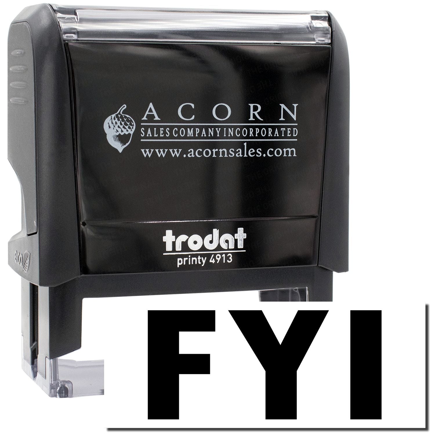 Acorn Sales Company Inc. Printy 4913 automatic stamp shows logo and website for branded shipping documents.
