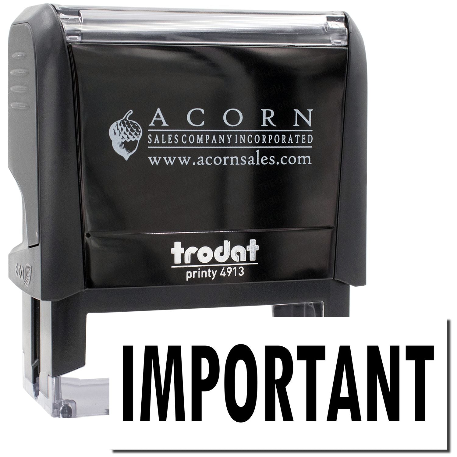 Acorn Sales Printy 4913 self-inking stamp imprinting IMPORTANT for office paperwork, labeling, and document marking shipping forms.