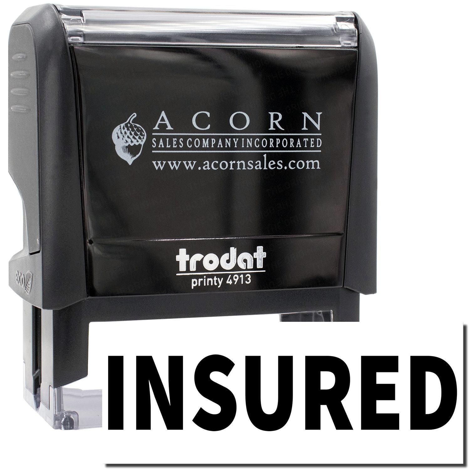 Acorn Sales Printy 4913 stamp showing INSURED for shipping and insurance documentation verification.
