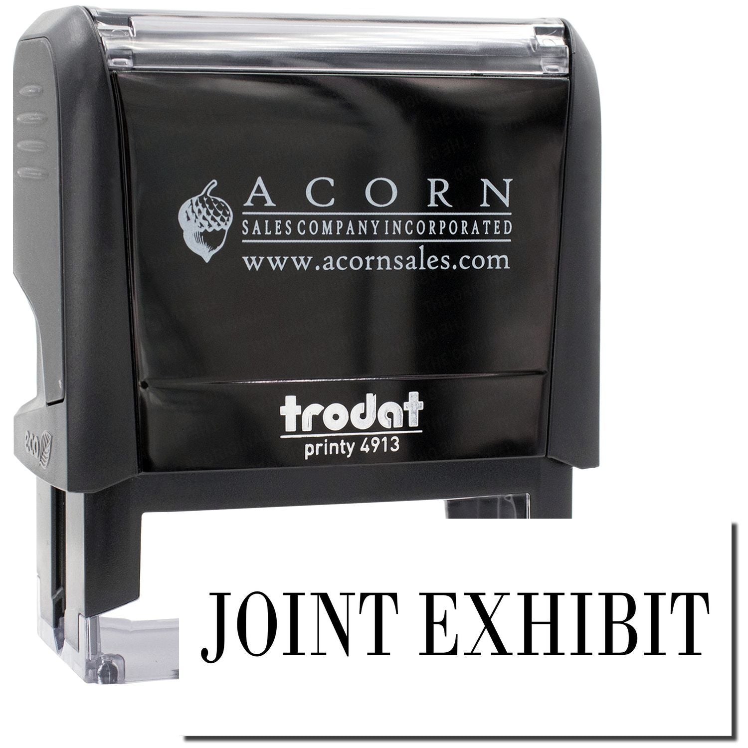 Acorn Sales Company Incorporated self-inking stamp reading Join the Exhibit with acornsales.com logo for promo event.