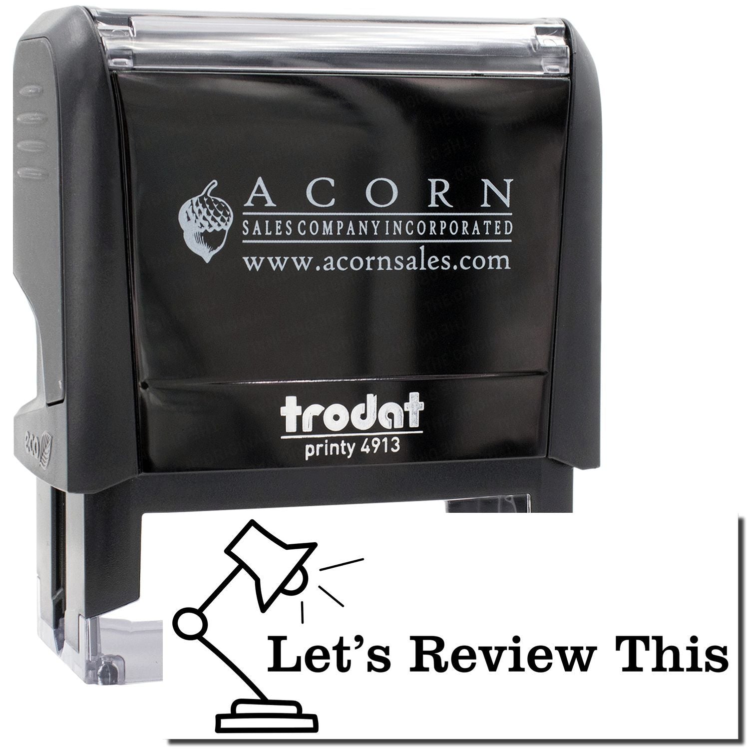 Acorn Sales Trodat Printy 4913 stamp with Acorn Sales Incorporated logo and website for custom business printing