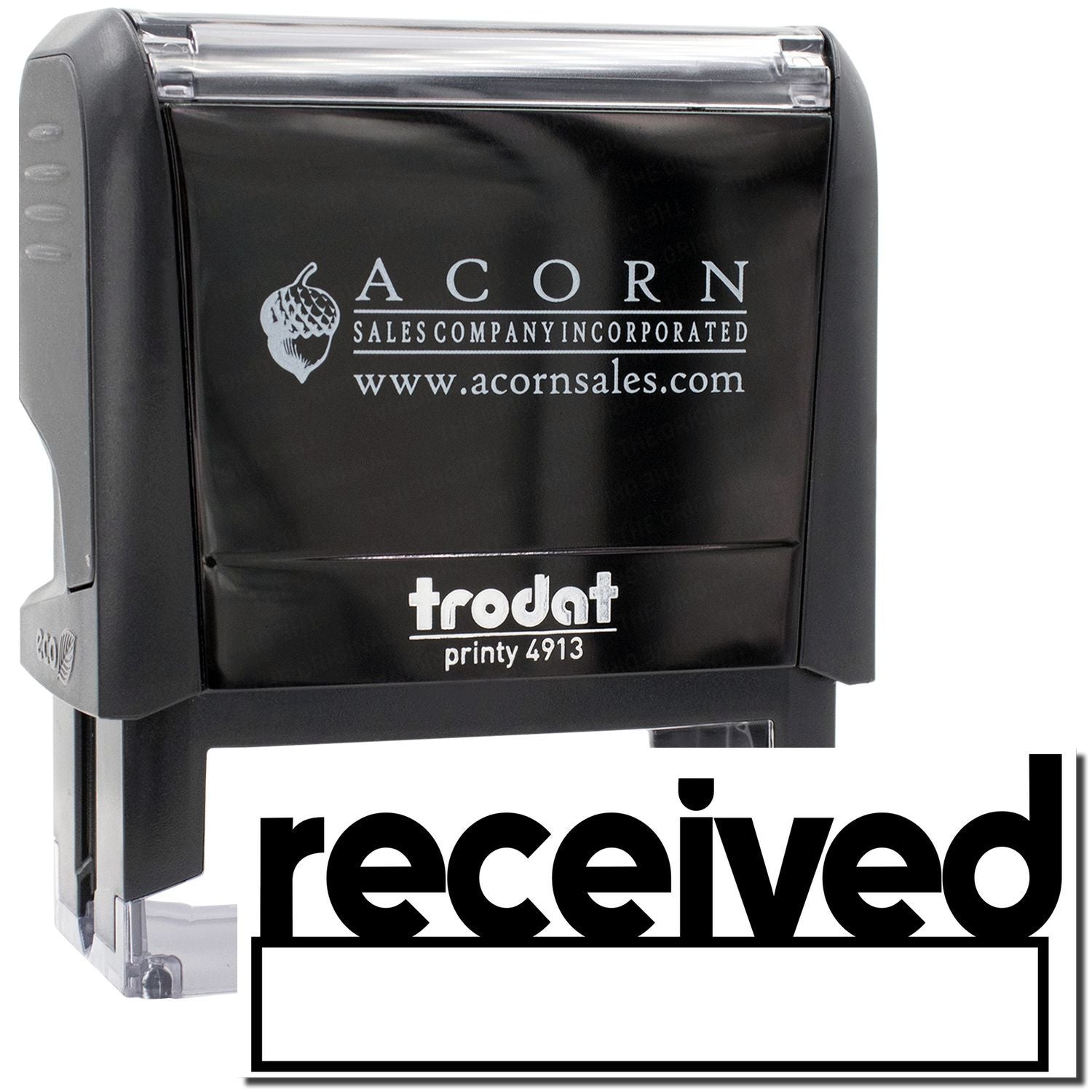 Acorn Sales Company Incorporated received stamp (Printy 4913) for processing mail, invoices, and paperwork with date.