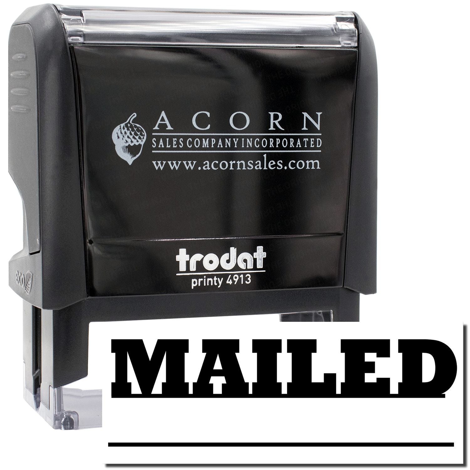 Acorn Sales branded Trodat Printy 4913 self-inking stamp for business labeling and mailing.