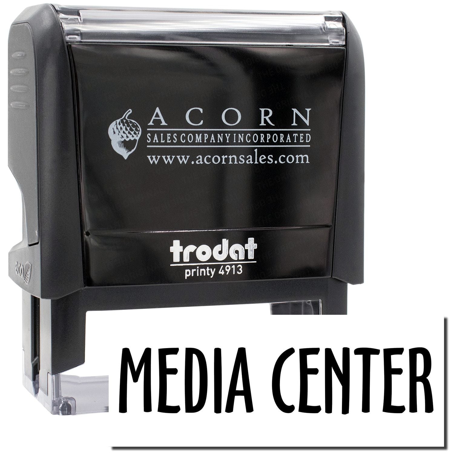 Acorn Sales media center showing Frodot Printy 4913 stamp branding for www.acornsales.com, office printing and labeling.