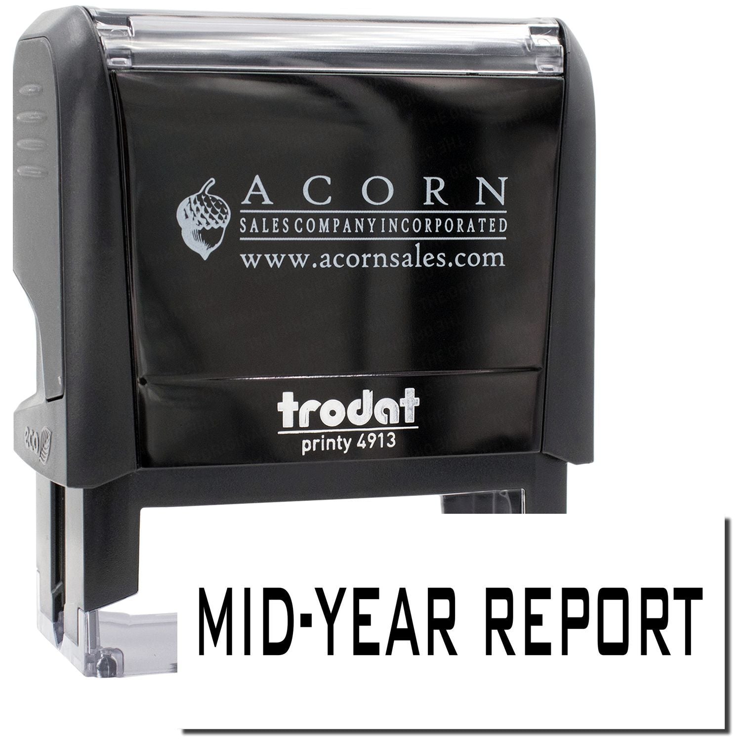 Acorn Sales mid-year report stamp for printy 4913, marking documents with MID-YEAR REPORT for accurate reporting records.