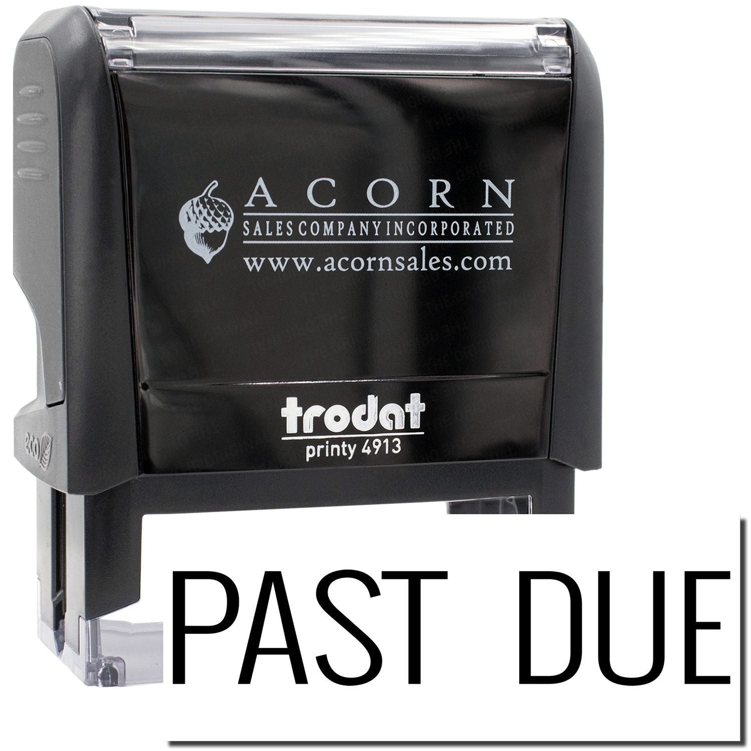 Acorn Sales Past Due self-inking stamp, Printy 4913 model for marking overdue invoices.