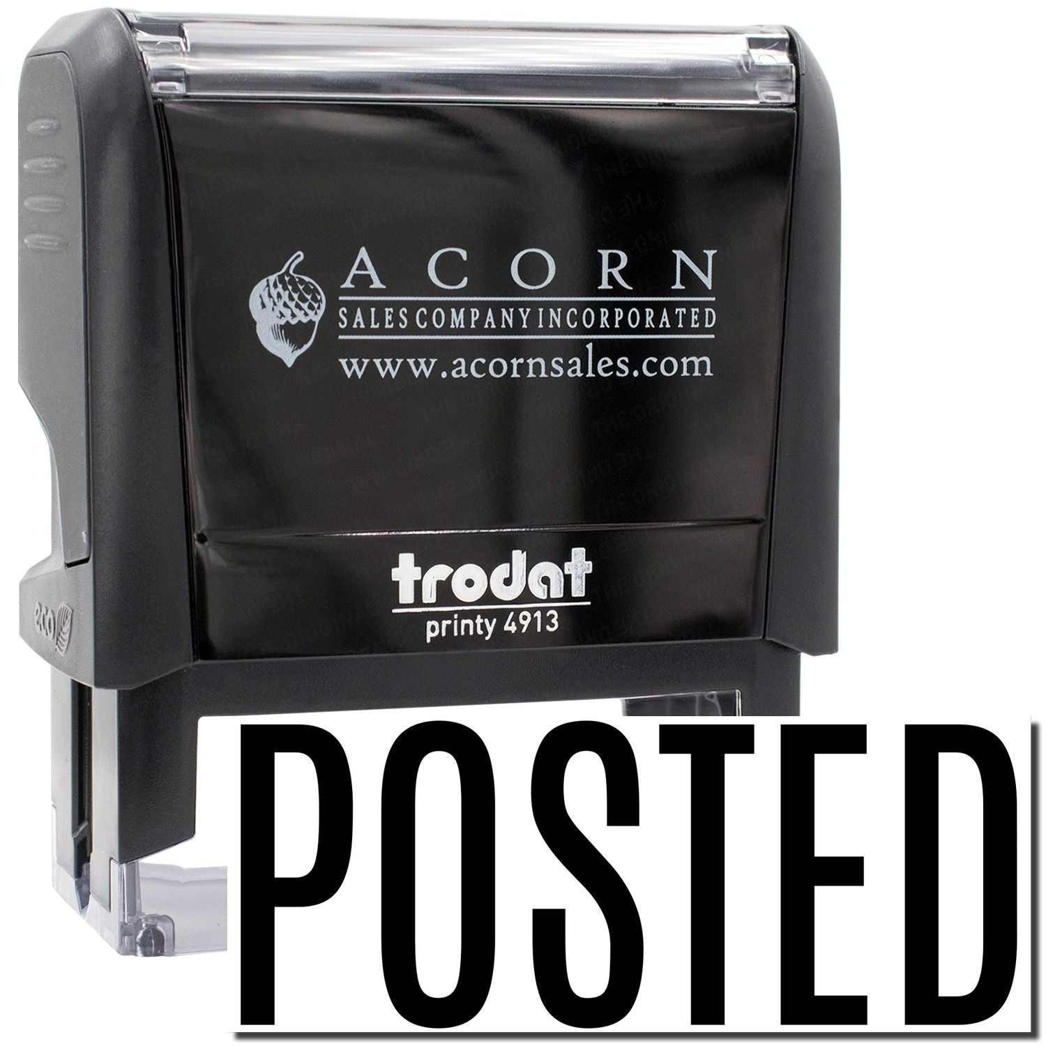 Trodat Printy 4913 stamp showing Acorn Sales Company Incorporated logo and www.acornsales.com for imprinting.