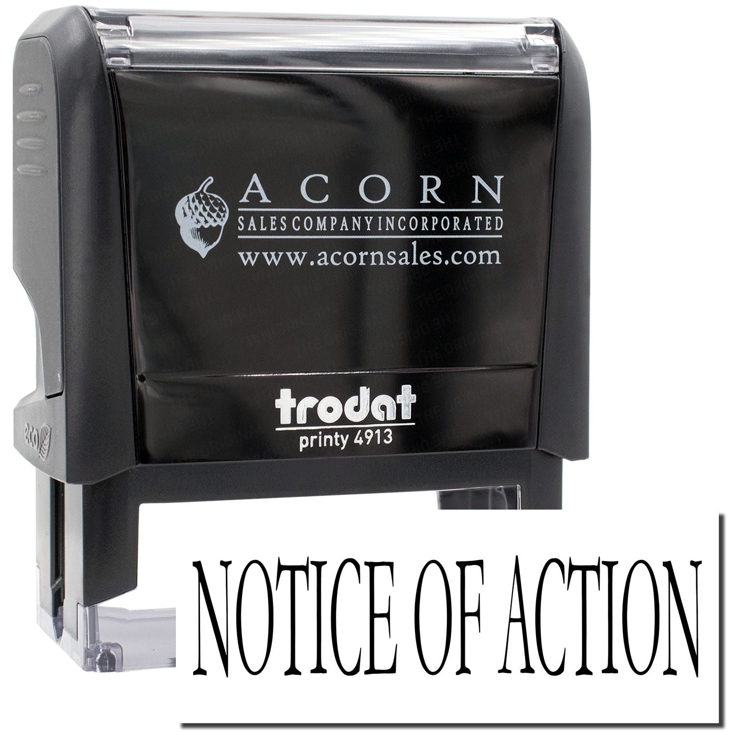 Acorn Sales Printy 4913 stamp on Notice of Action document for legal service and process filing