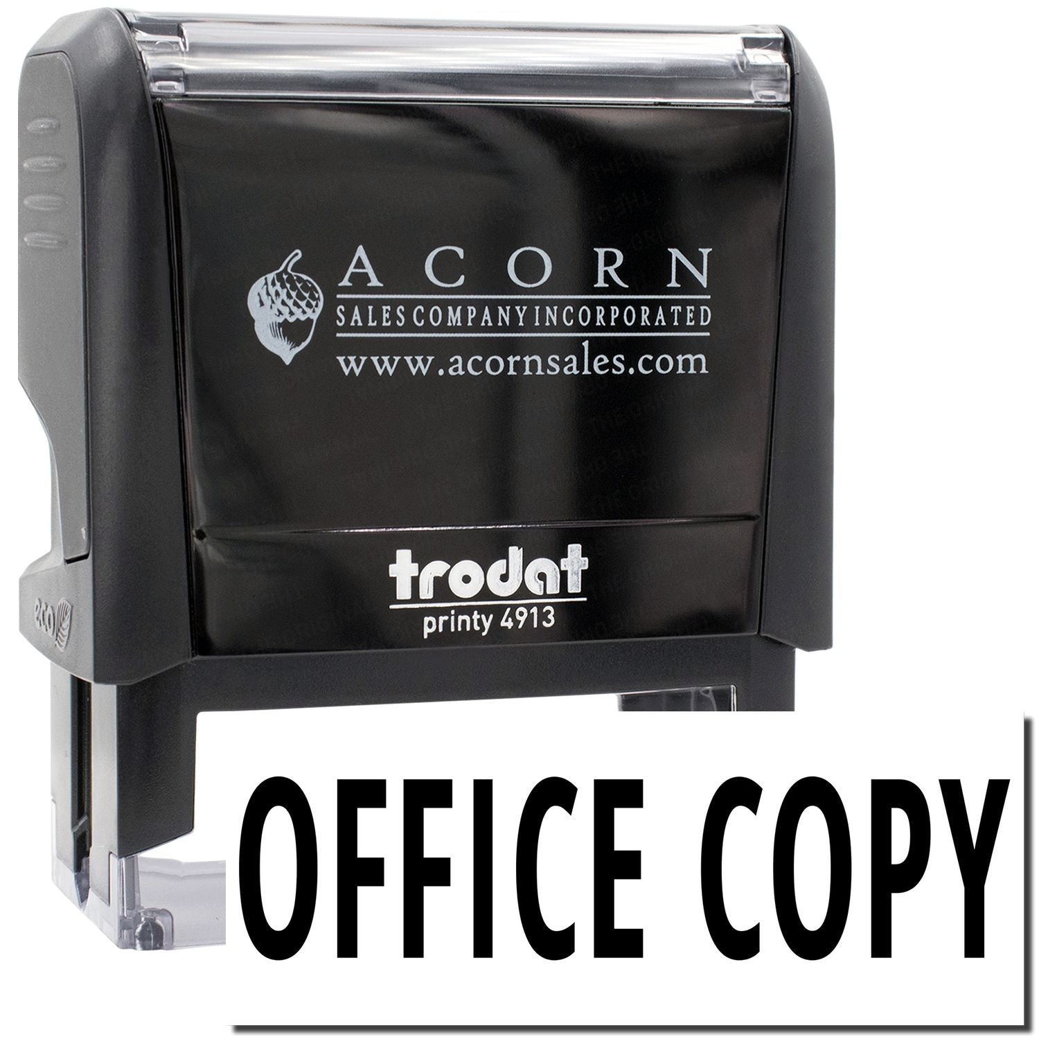 Acorn Sales office copy stamp featuring Trodat Printy 4913 model text for labeling office documents and copies with AcornSales.com branding.