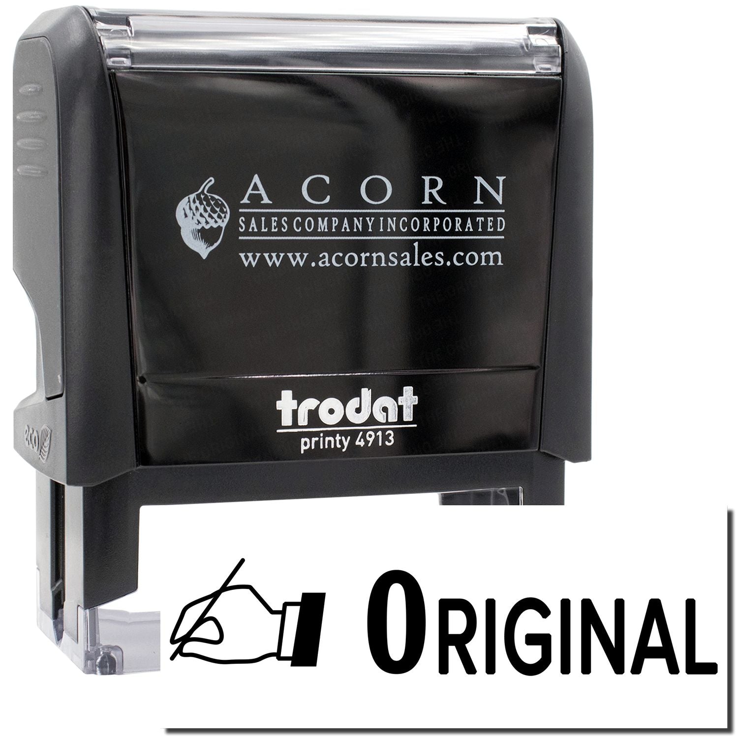 Acorn Sales Company Inc branded Trodat Printy 4913 self-inking stamp with acornsales.com logooriginal office business marking tool.