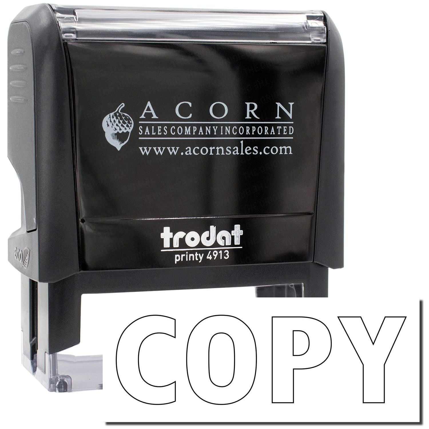 Acorn Sales branded Printy 4913 stamp with Acorn Sales Company Incorporated logo for custom date and label printing.