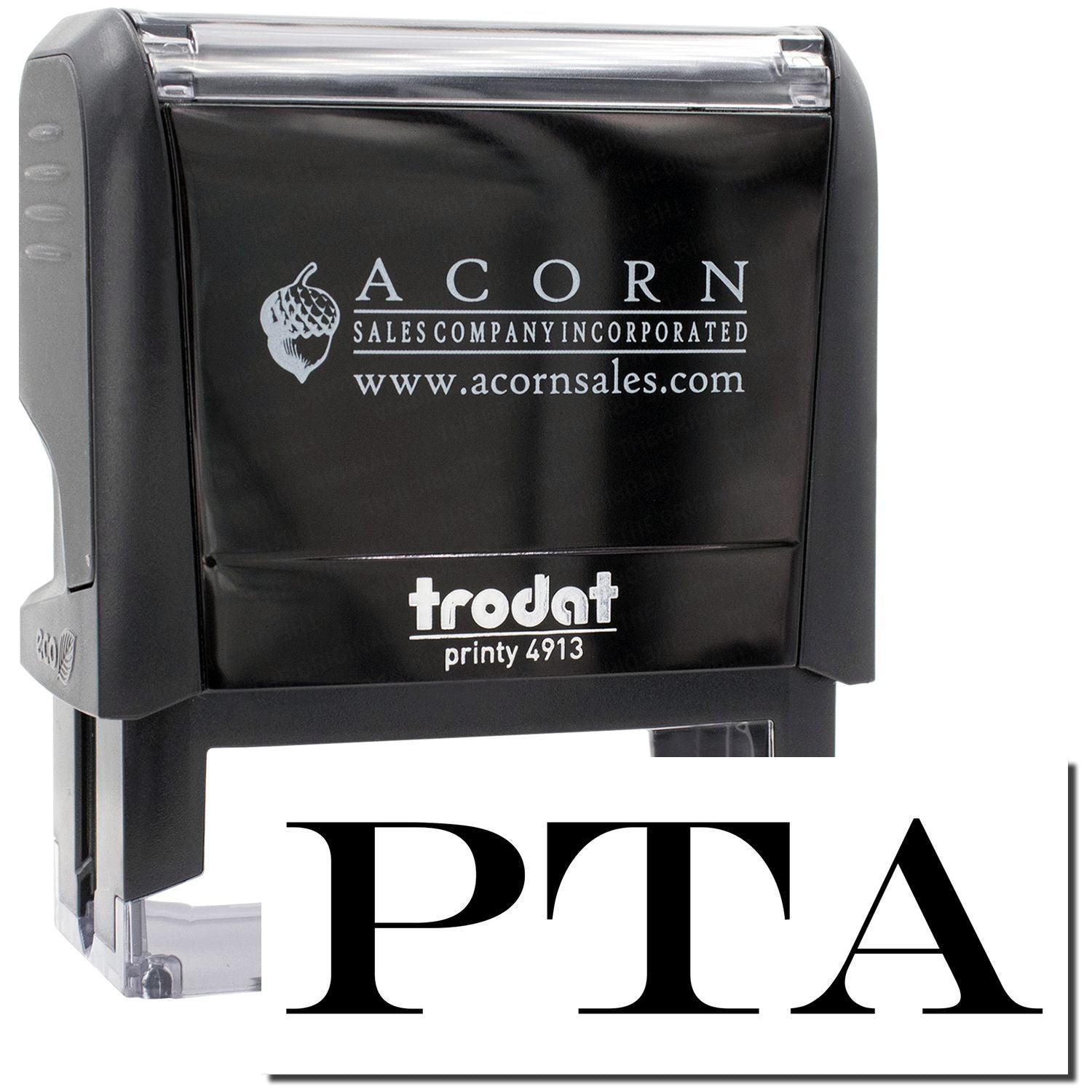 Acorn Sales Incorporated frodent Printy 4913 stamp for PTA marking, business printing device front view on white background