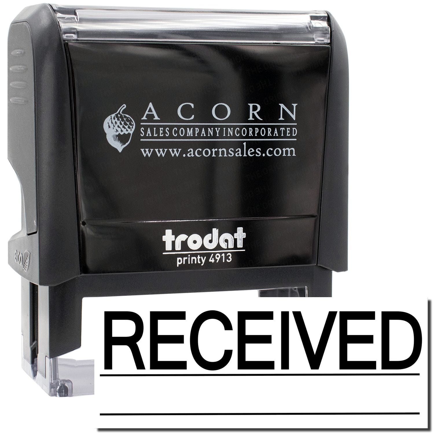 Acorn Sales Received stamp with www.acornsales.com imprint for document processing and shipping records