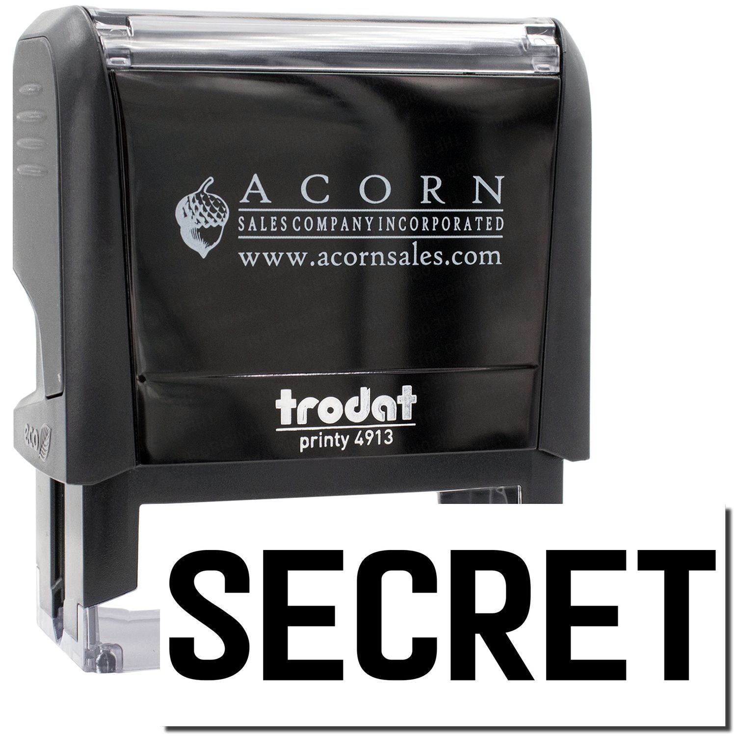 Acorn Sales Incorporated Printy 4913 self-inking stamp showing Acorn sales website for accurate company imprinting.