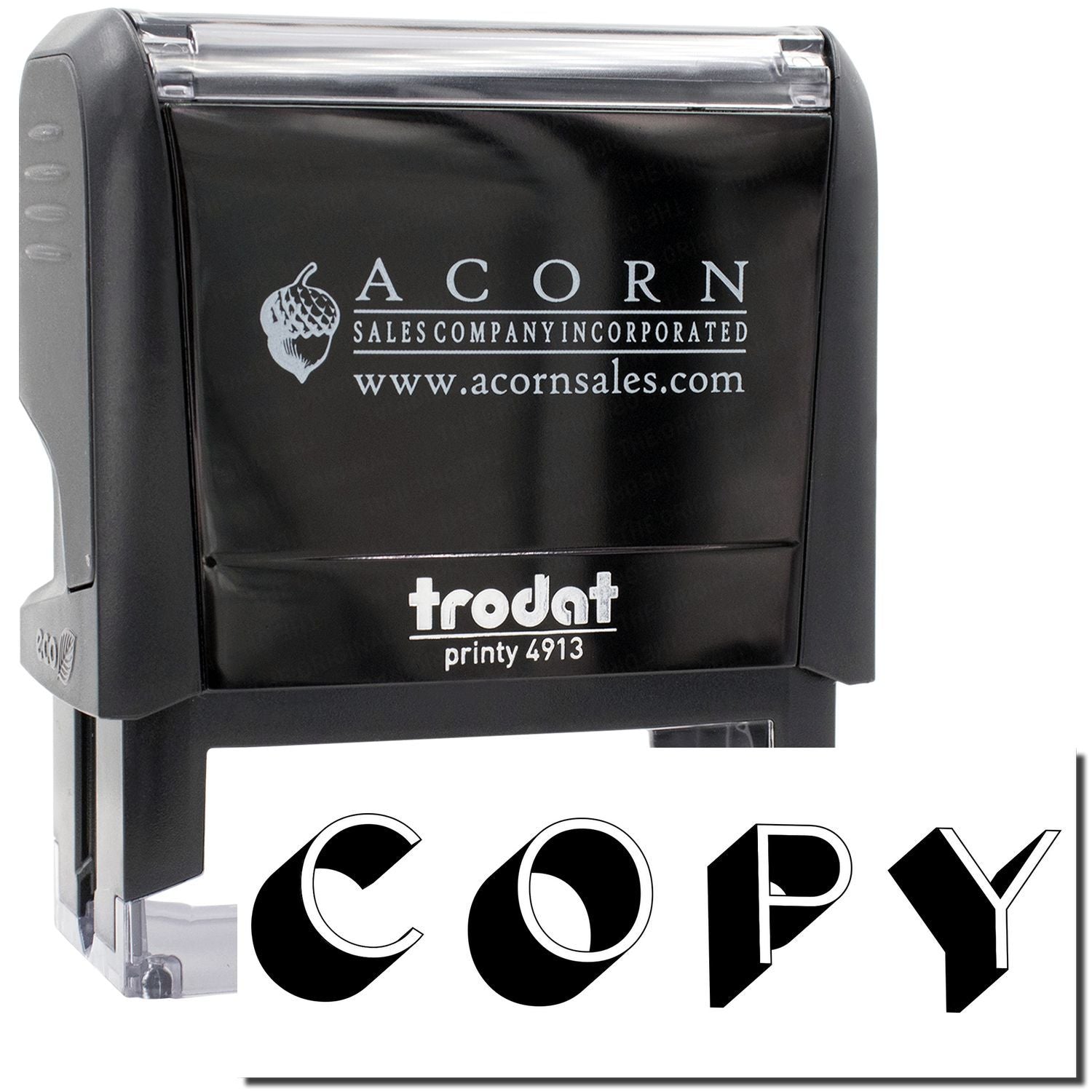 Acorn Sales Company Incorporated Trodat Printy 4913 custom stamp with AcornSales.com logo for document marking.
