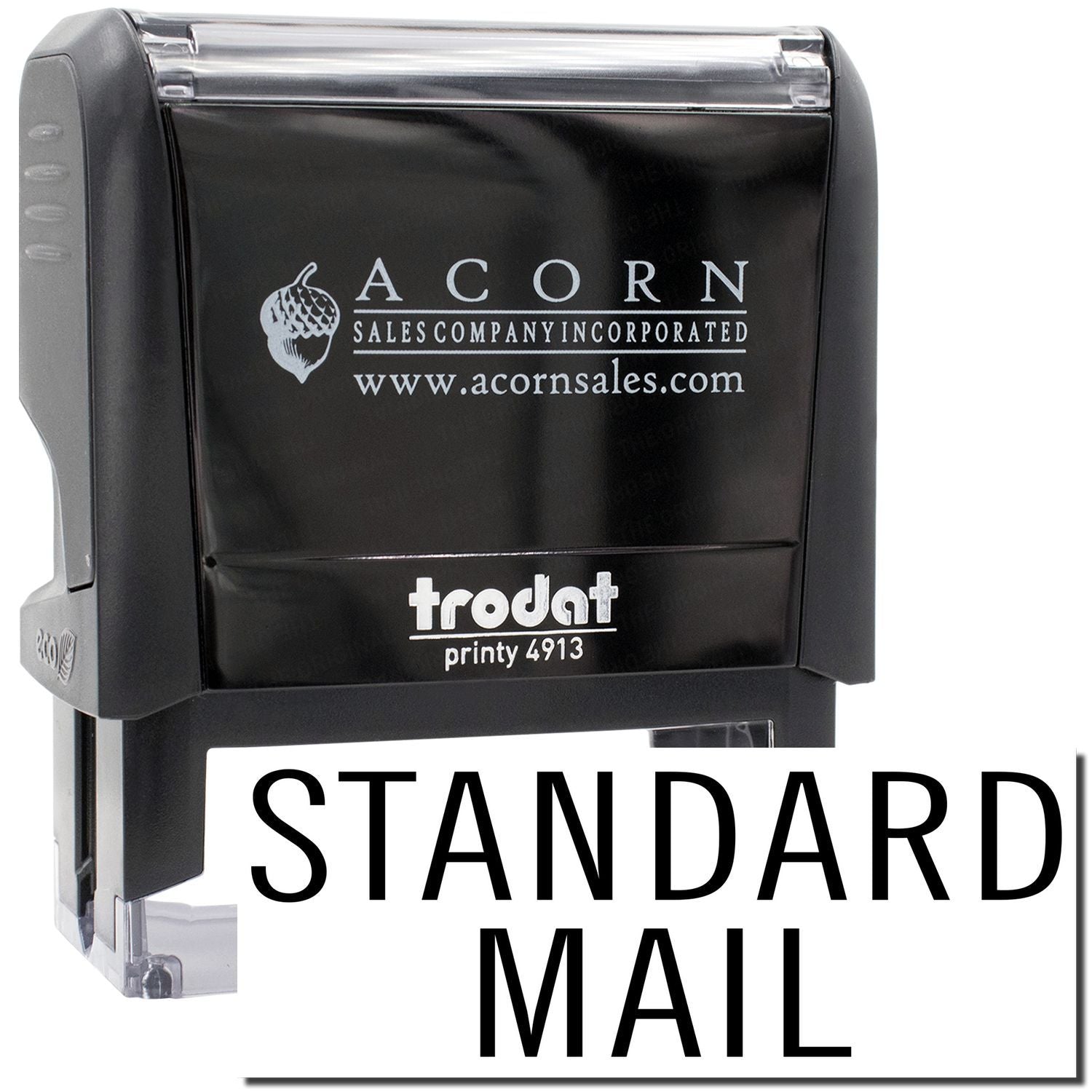 Acorn Sales standard mail stamp on Printy 4913 mailer device, used for shipping and mailing.