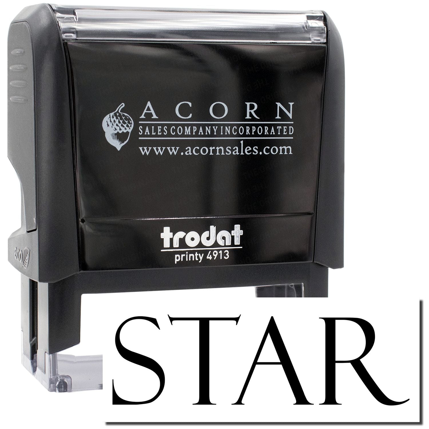 Acorn Sales Incorporated Printy 4913 self-inking stamp with Acorn logo for branded office documents