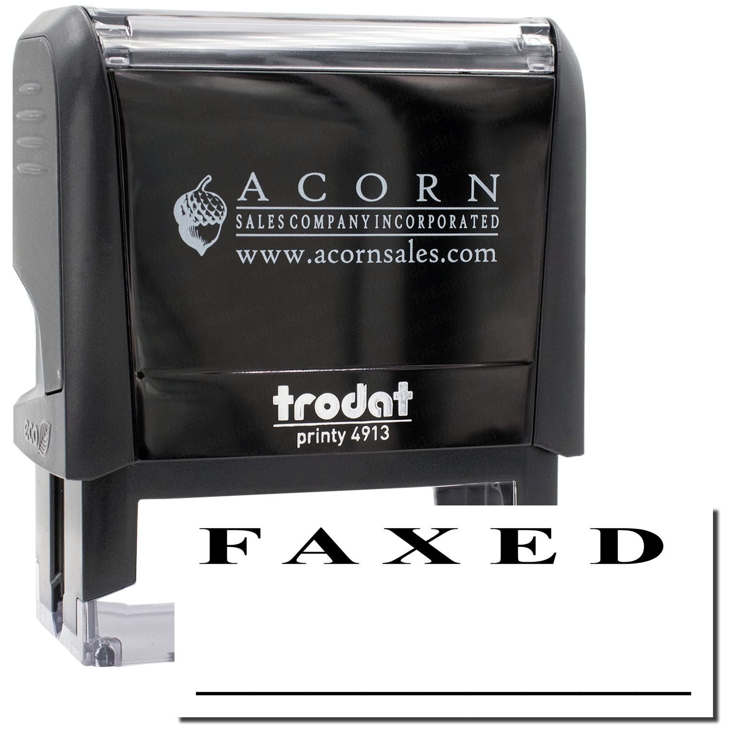 Acorn Sales Trodat Printy 4913 self-inking stamp with Acorn Sales Company Incorporated logo for branding and labeling
