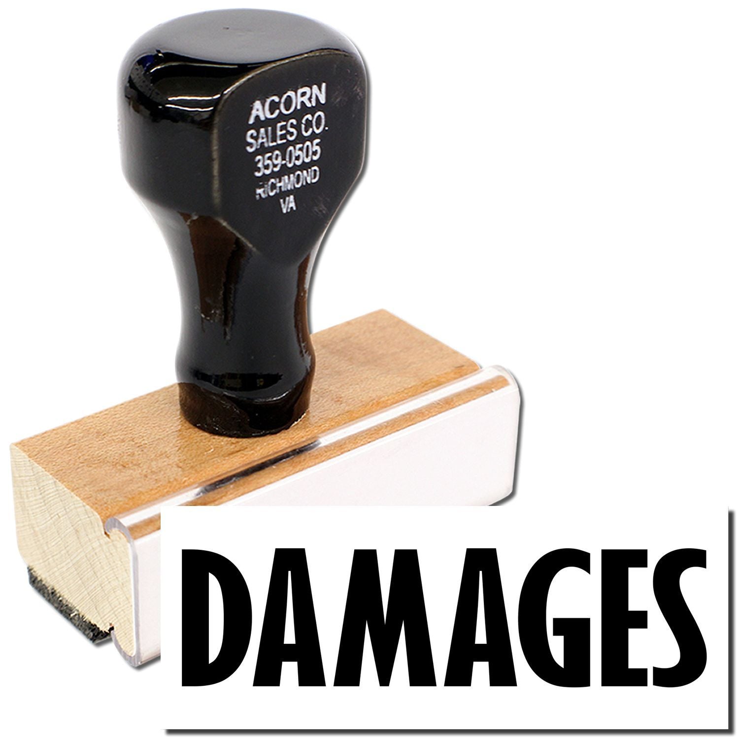 Acorn Sales Co branded black accessory labeled 359-0505 Richmond VA shown with DAMAGES sign for product identification