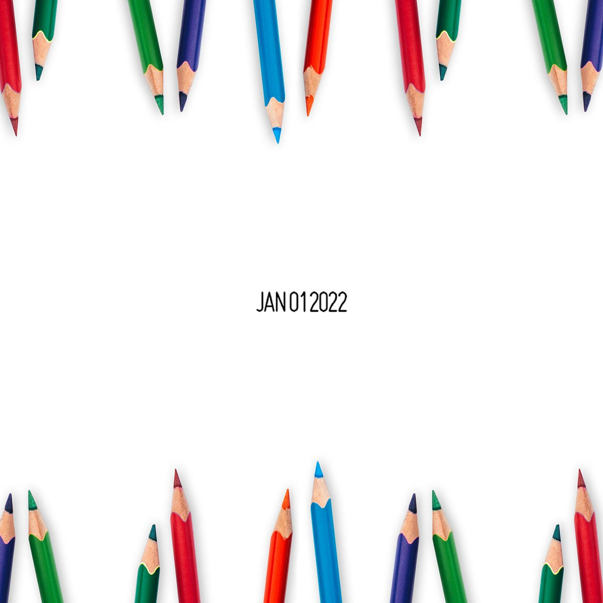 Colorful colored pencil border with blank white space and JAN012022 text in center.