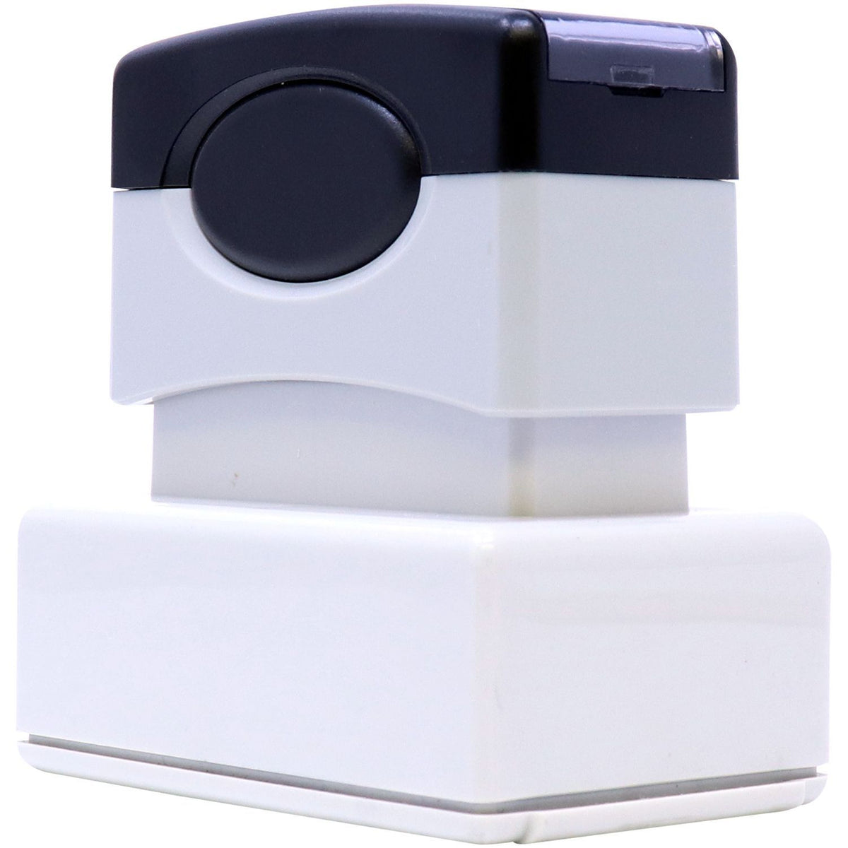 White automatic liquid soap or sanitizer dispenser with black control sensor button for touchless countertop use.