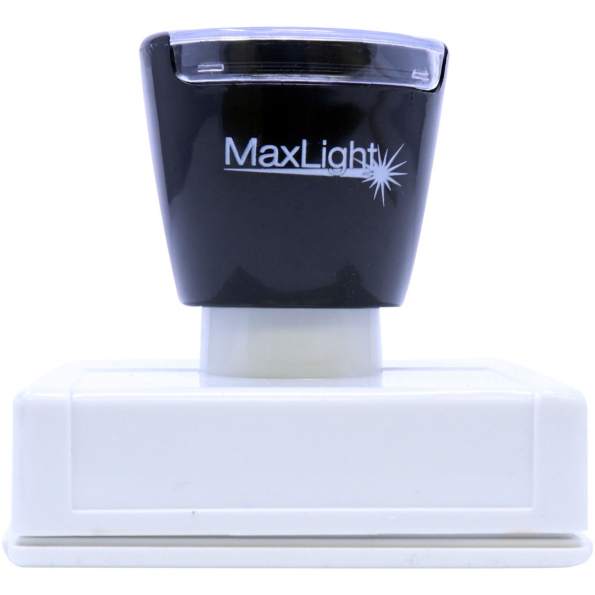MaxLight branded portable LED inspection light on white stand, showing logo for beauty and diagnostic lighting equipment