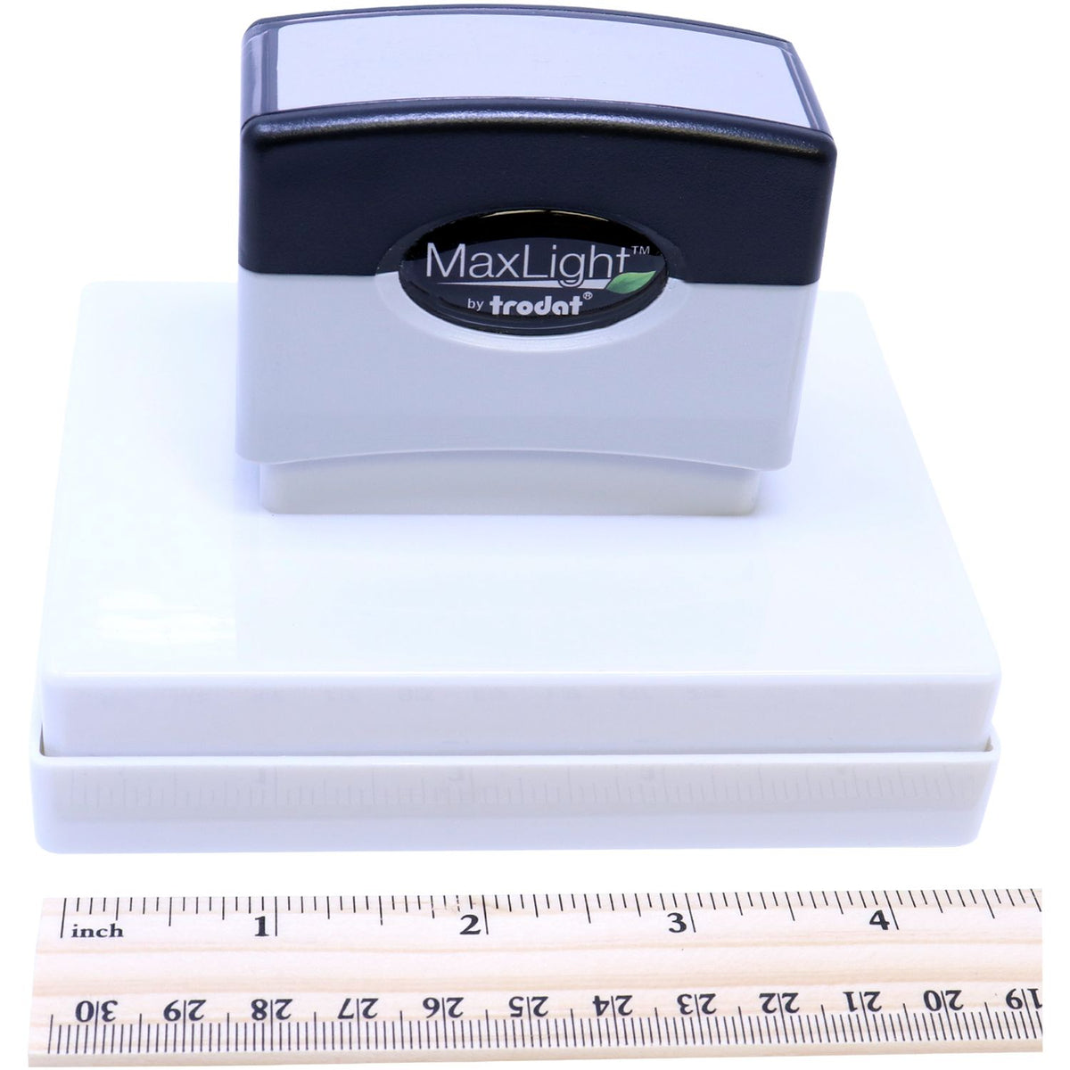 MaxLight by Frodat compact light fixture front view with ruler scale for product sizing.