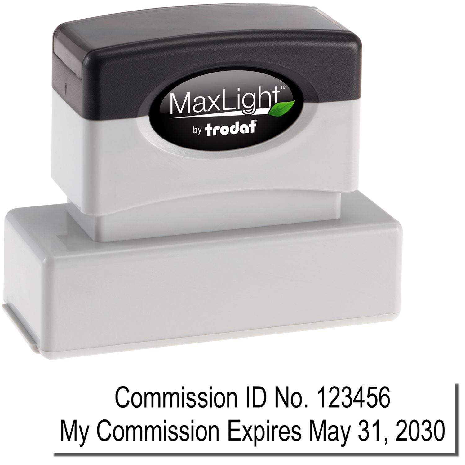MaxLight Pre Inked Commission Number and Expiration Combo Stamp Main Image