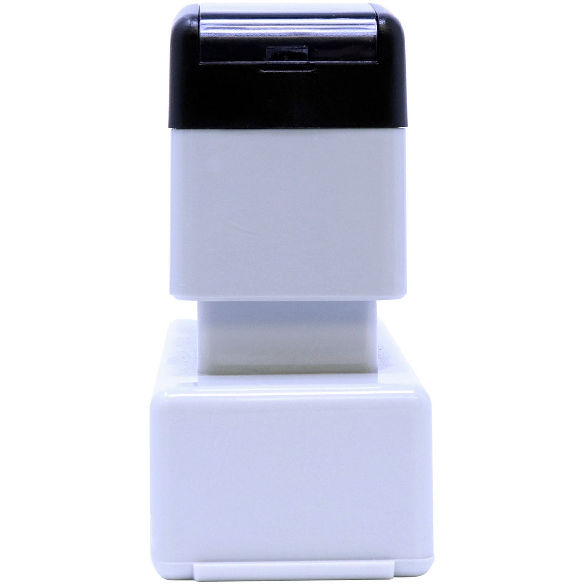 Close-up of a replacement cartridge with black top and white body for dispensing devices and easy refilling systems.